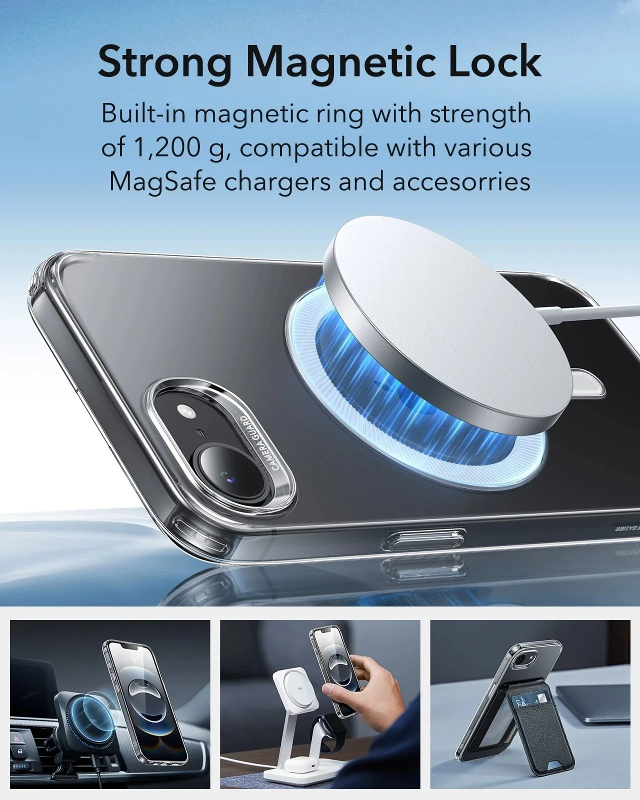 iPhone 16e HaloLock Zero Clear Case - Frosted Blue - Image 5