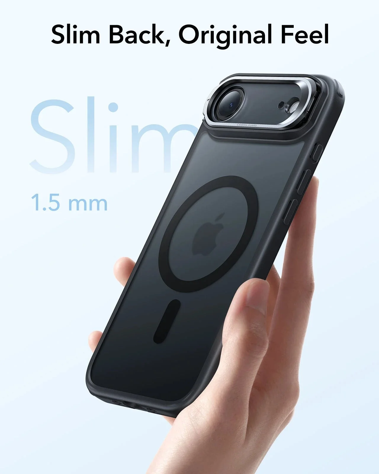 iPhone Air Classic Hybrid Magnetic Case (Camera Control, Stash Stand) - Frosted Black - Image 7
