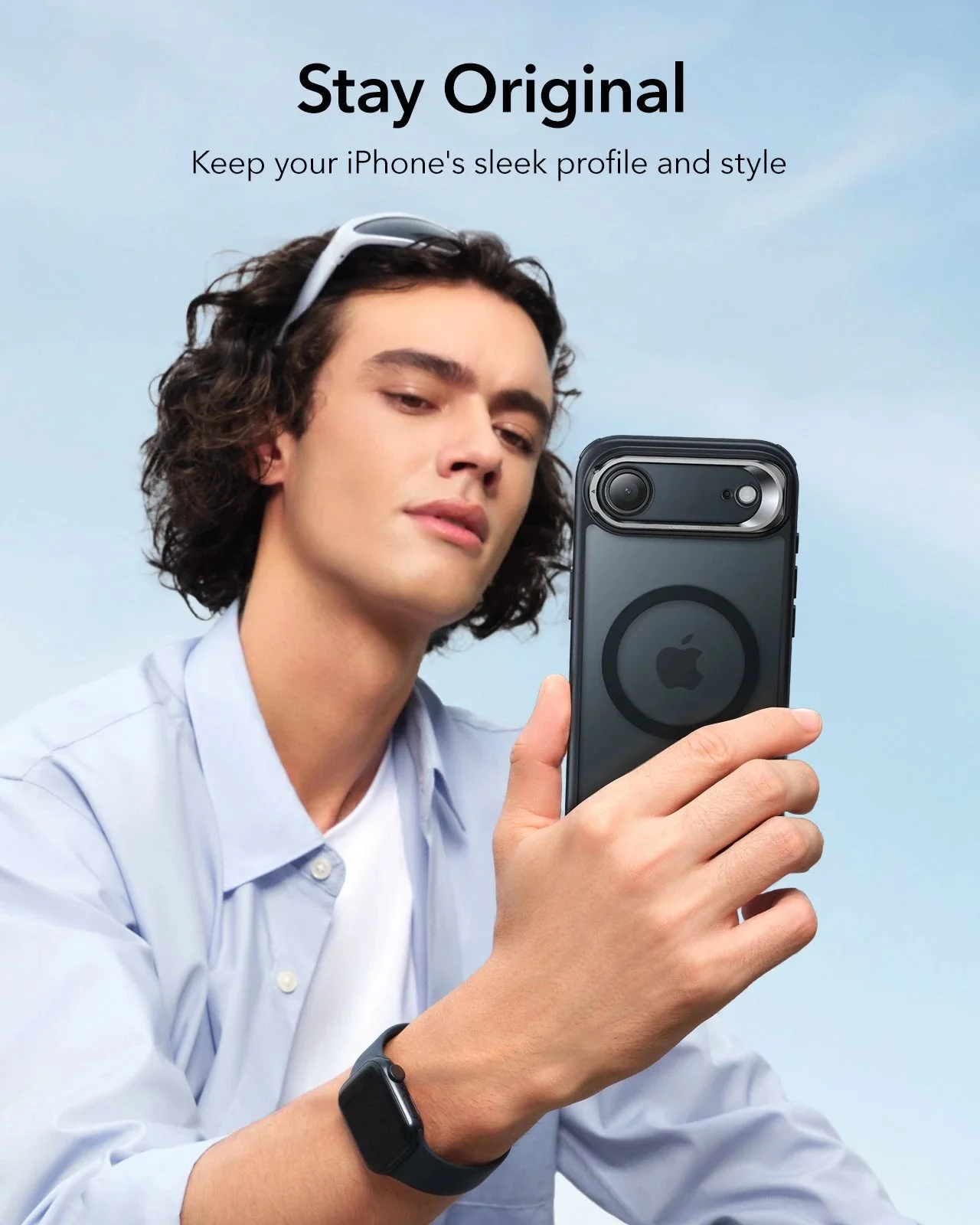 iPhone Air Classic Hybrid Magnetic Case (Camera Control, Stash Stand) - Frosted Black - Image 8