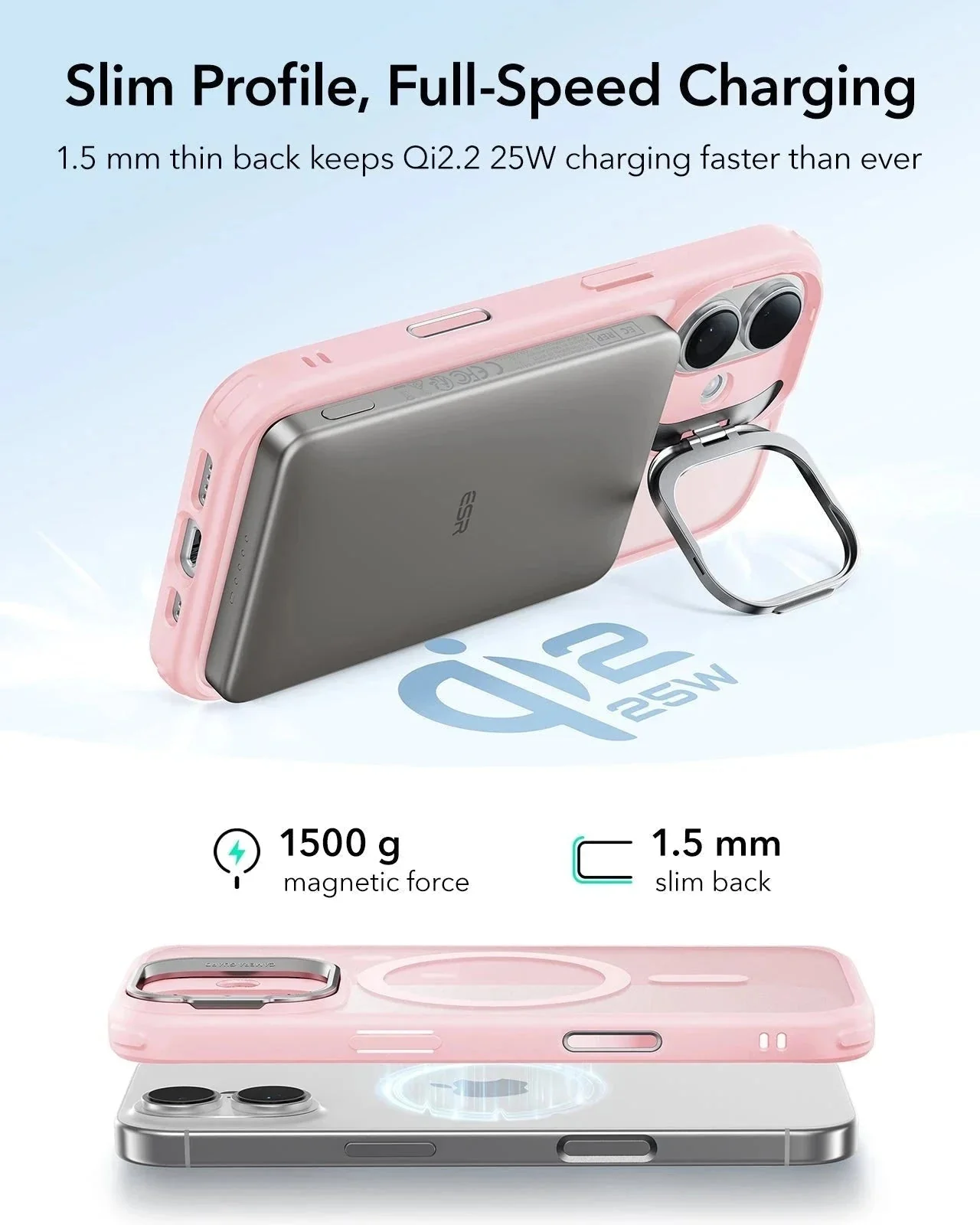 iPhone 17 Classic Hybrid Magnetic Case (Camera Control, Stash Stand) - Frosted Bubblegum Pink - Image 6