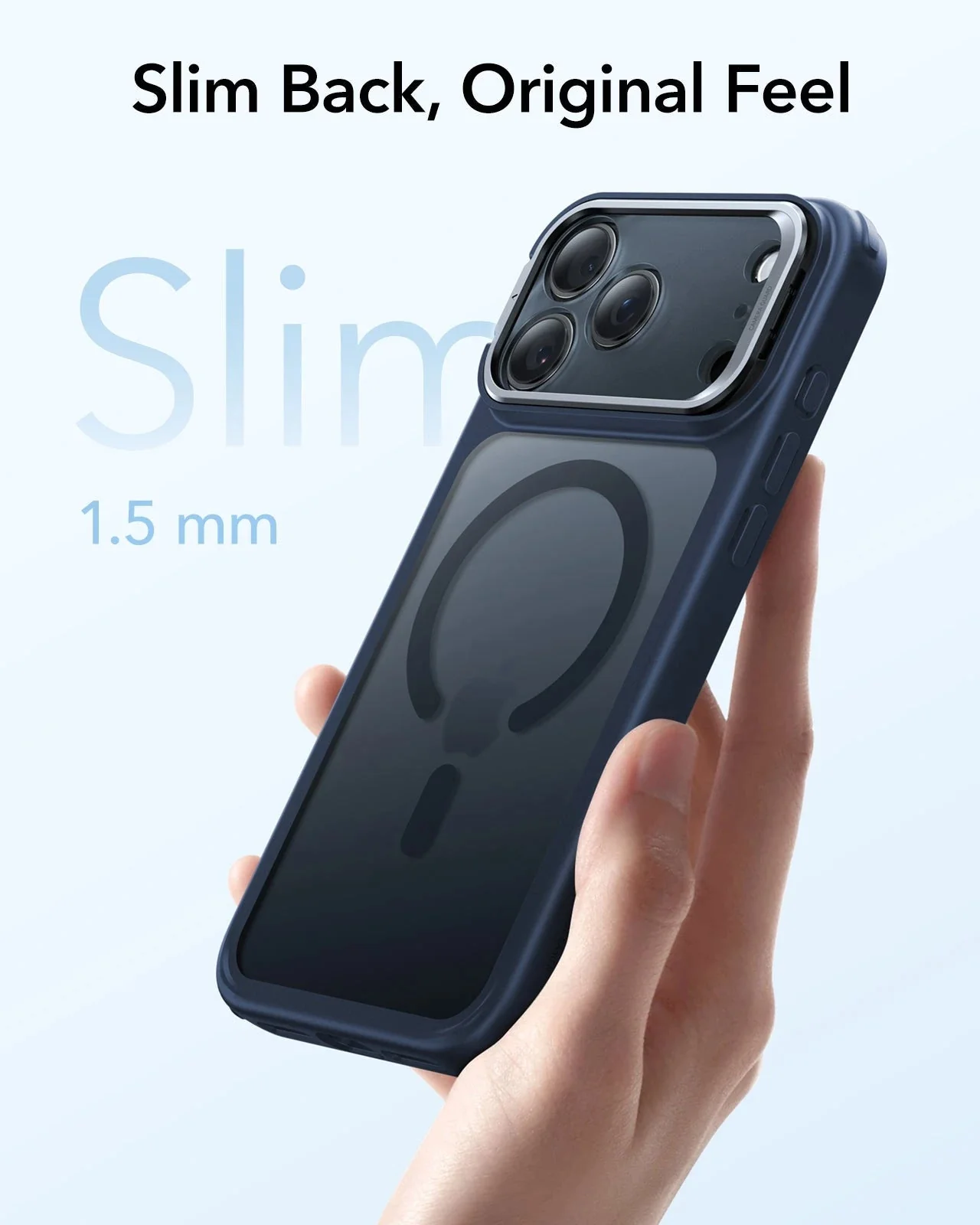 iPhone 17 Pro Classic Hybrid Magnetic Case (Camera Control, Stash Stand) - Frosted Blue - Image 7