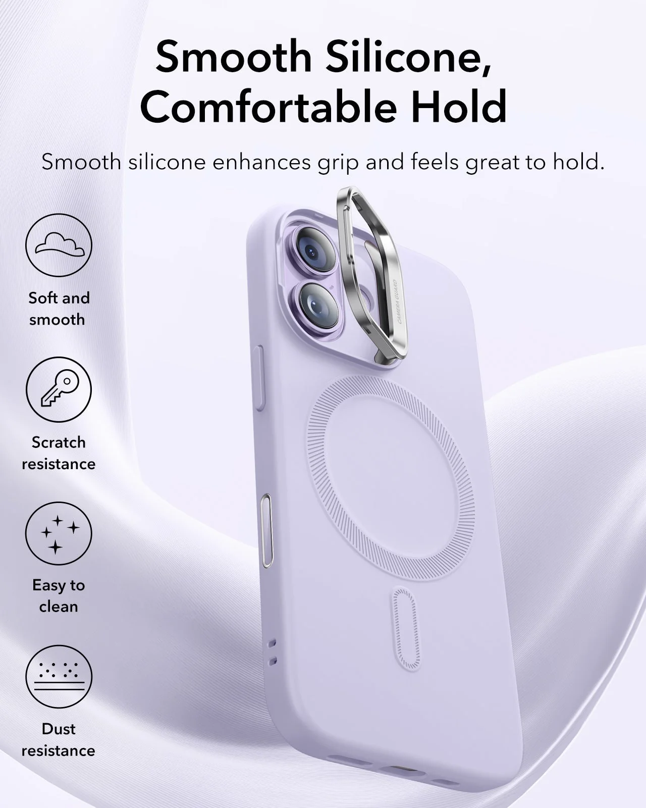 iPhone 17 Cloud Soft Magnetic Case (Camera Control, Stash Stand) Armorite Privacy Protection Bundle - Lavender - Image 6