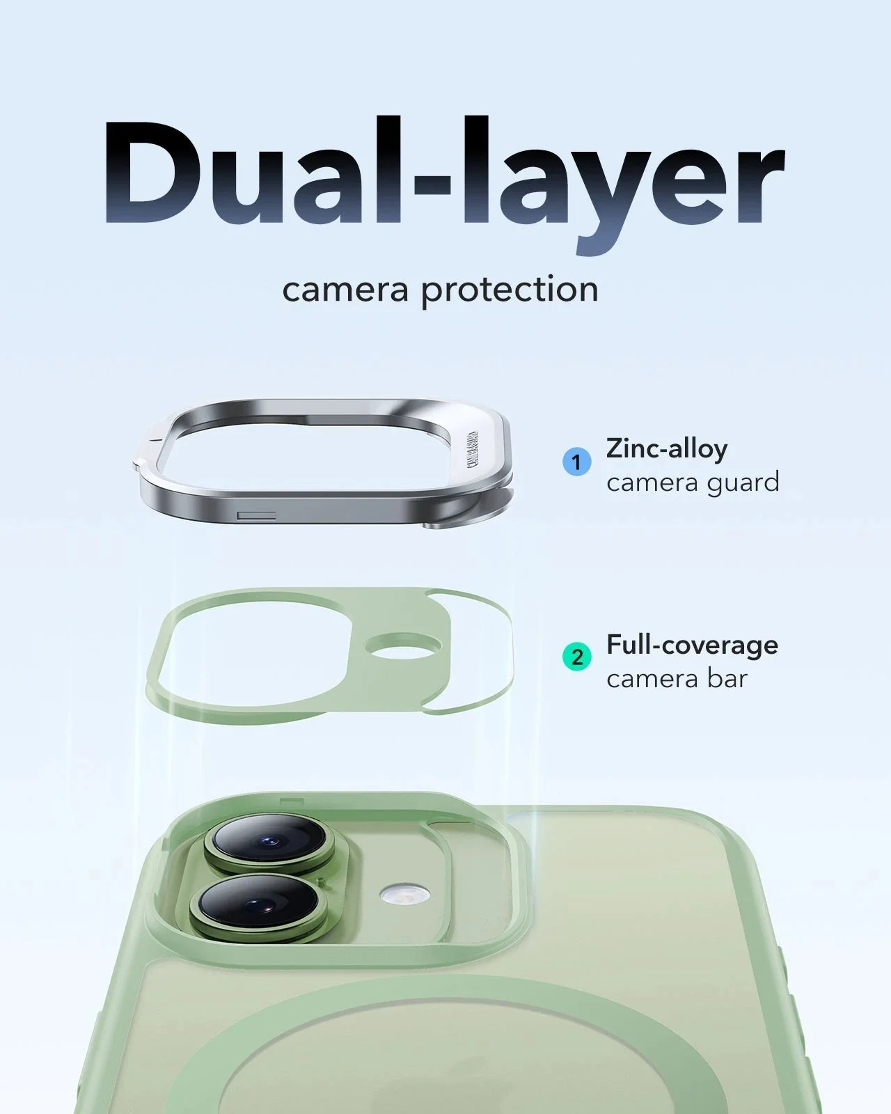 iPhone 17 Bundle Classic Hybrid Magnetic Case (Camera Control, Stash Stand) and Armorite Pro Screen Protector - Frosted Light Green - Image 6