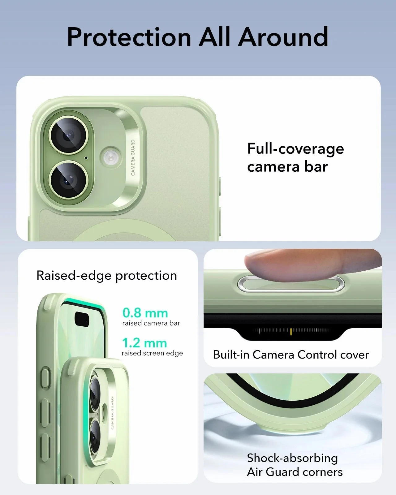 iPhone 17 Classic Hybrid Magnetic Case (Camera Control) - Frosted Light Green - Image 3