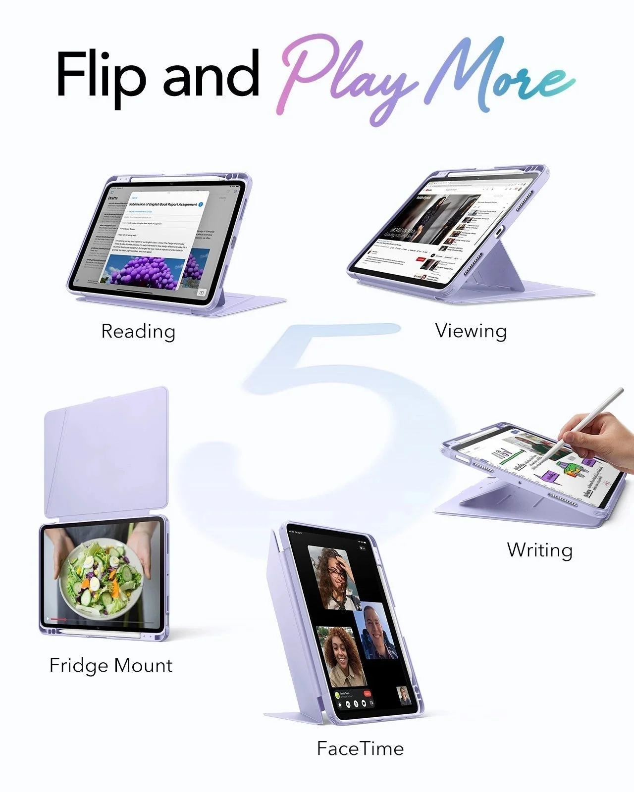 iPad Air 11" (M4) 2026 Bundle Flip Magnetic Case with Pencil Holder & Armorite® Protection - Light Purple - Image 3