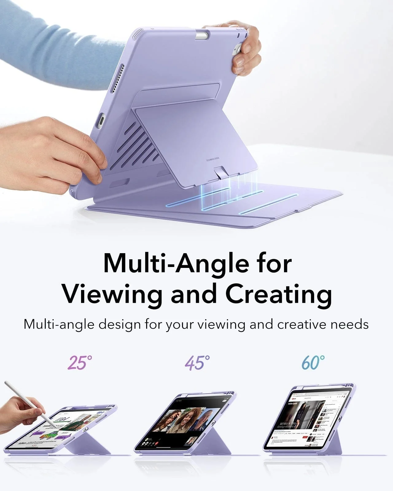 iPad Air 11" (M4) 2026 Bundle Flip Magnetic Case with Pencil Holder & Armorite® Protection - Light Purple - Image 4