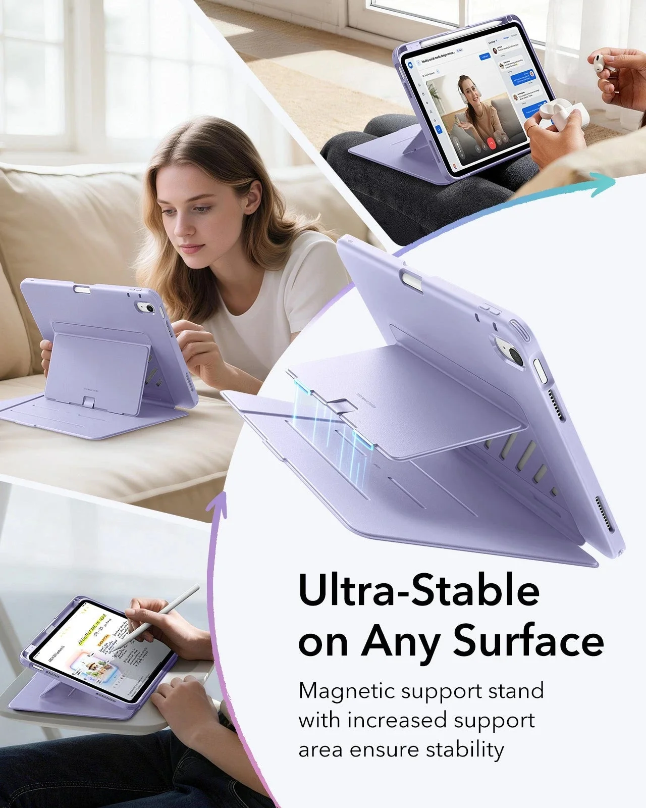 iPad 11" (A16) 2025 Bundle Flip Magnetic Case with Pencil Holder & Armorite® Protection - Light Purple - Image 5