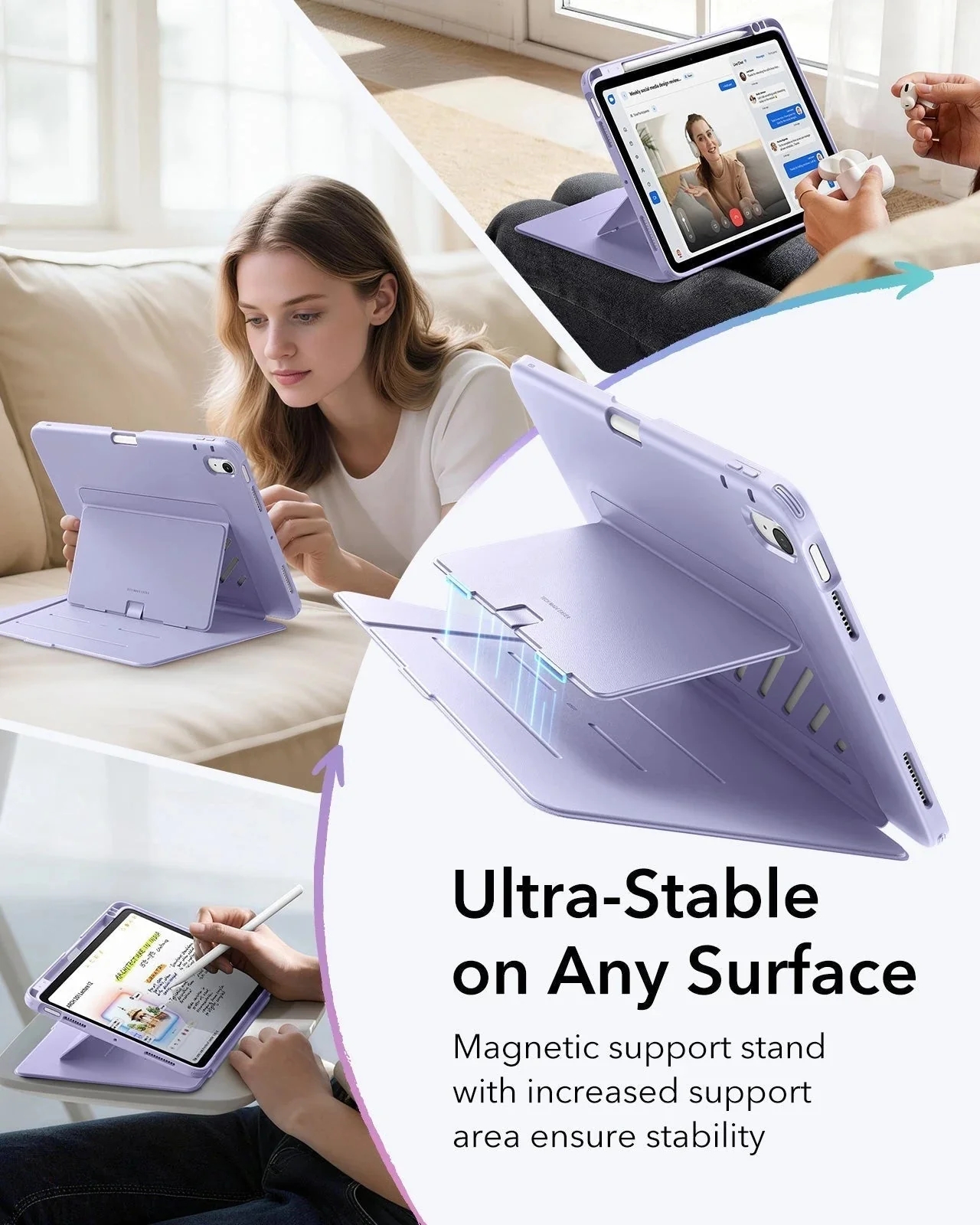 iPad Air 11" (M3) 2025 Bundle Flip Magnetic Case with Pencil Holder & Armorite® Protection - Light Purple - Image 5