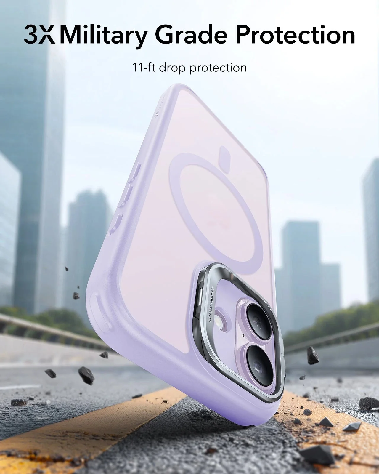 iPhone 17 Bundle Classic Hybrid Magnetic Case (Stash Stand) and Armorite Pro Privacy Screen Protector - Frosted Light Purple - Image 4