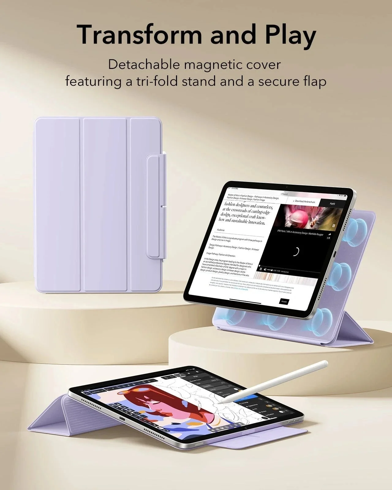 iPad Air 11" (M4) 2026 Rebound Magnetic Case - Light Purple - Image 3