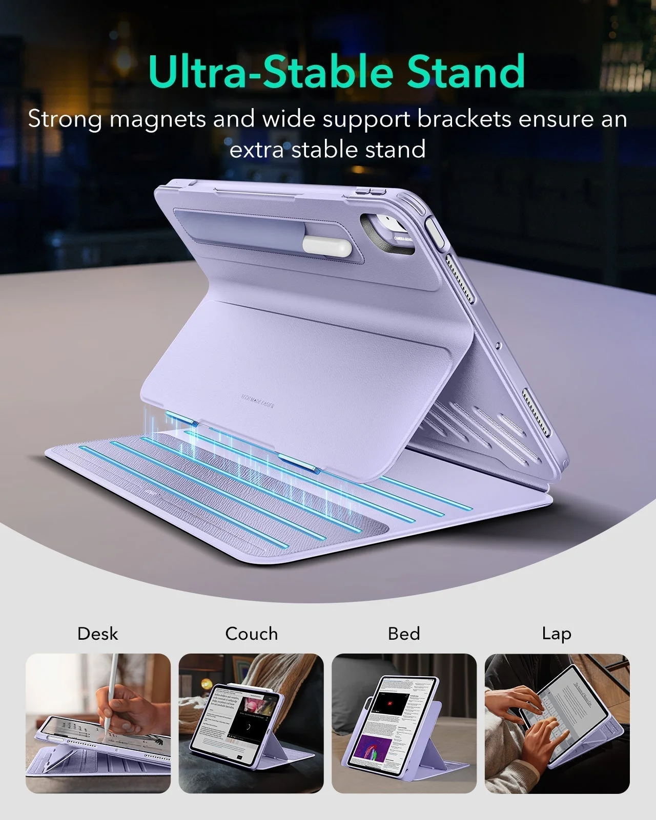 iPad Air 11" (M4) 2026 Bundle Shift Magnetic Case, Papel-Feel Magnetic & Armorite® Protection - Light Purple - Image 4