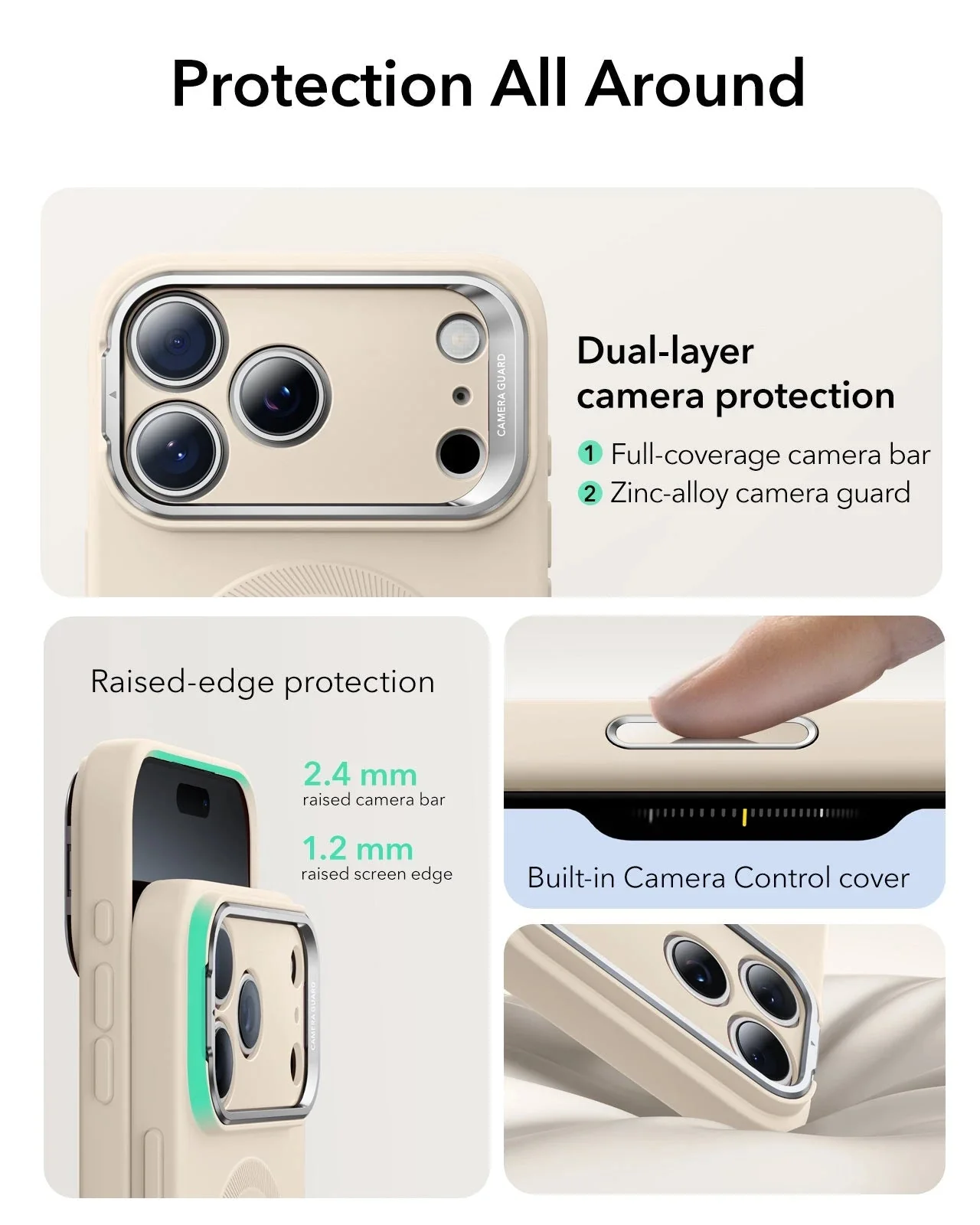 iPhone 17 Pro Cloud Soft Magnetic Case (Camera Control, Stash Stand) Armorite Privacy Protection Bundle - Light Tan - Image 3