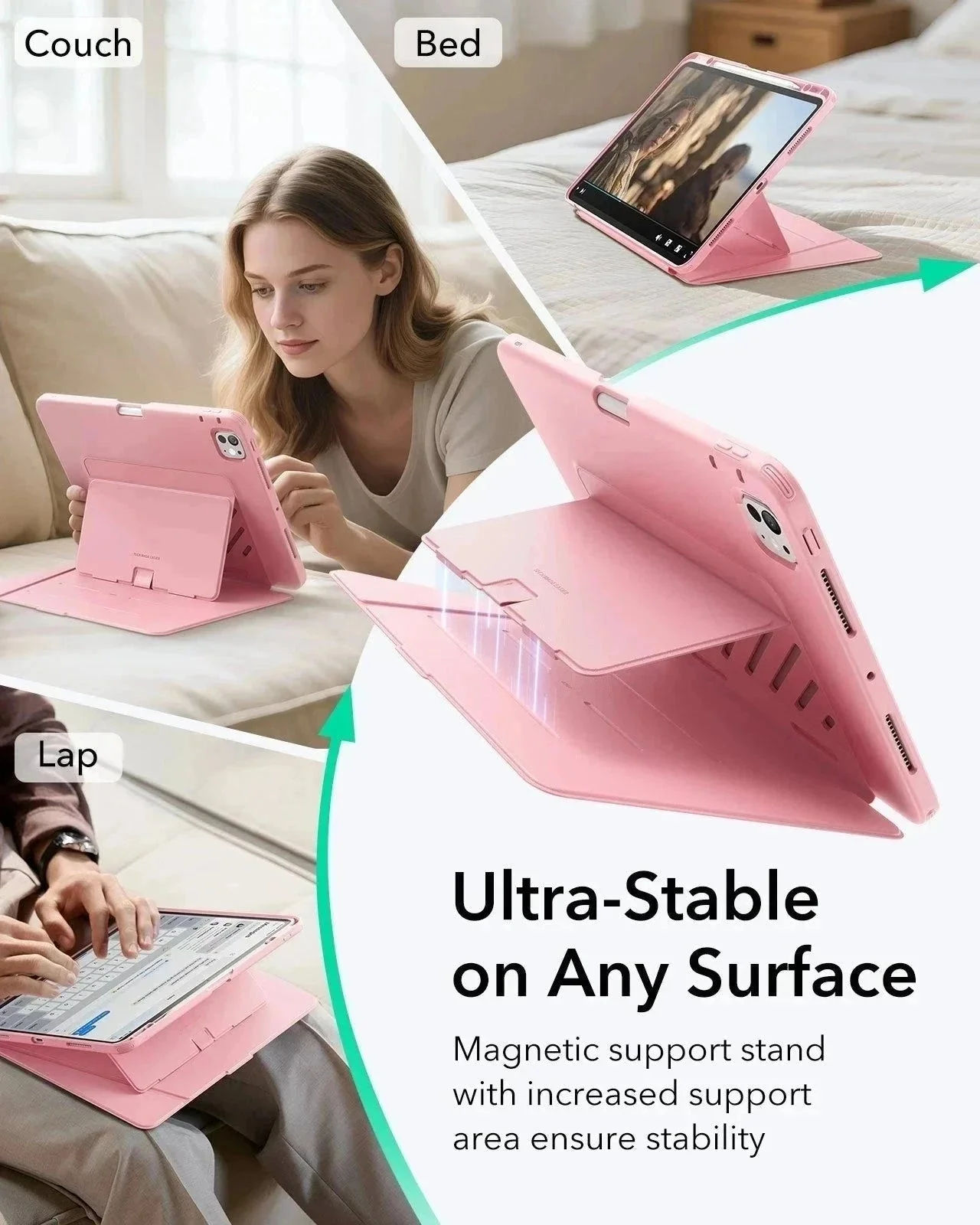 iPad Pro 11" (2024) Flip Magnetic Case with Pencil Holder - Pink - Image 7