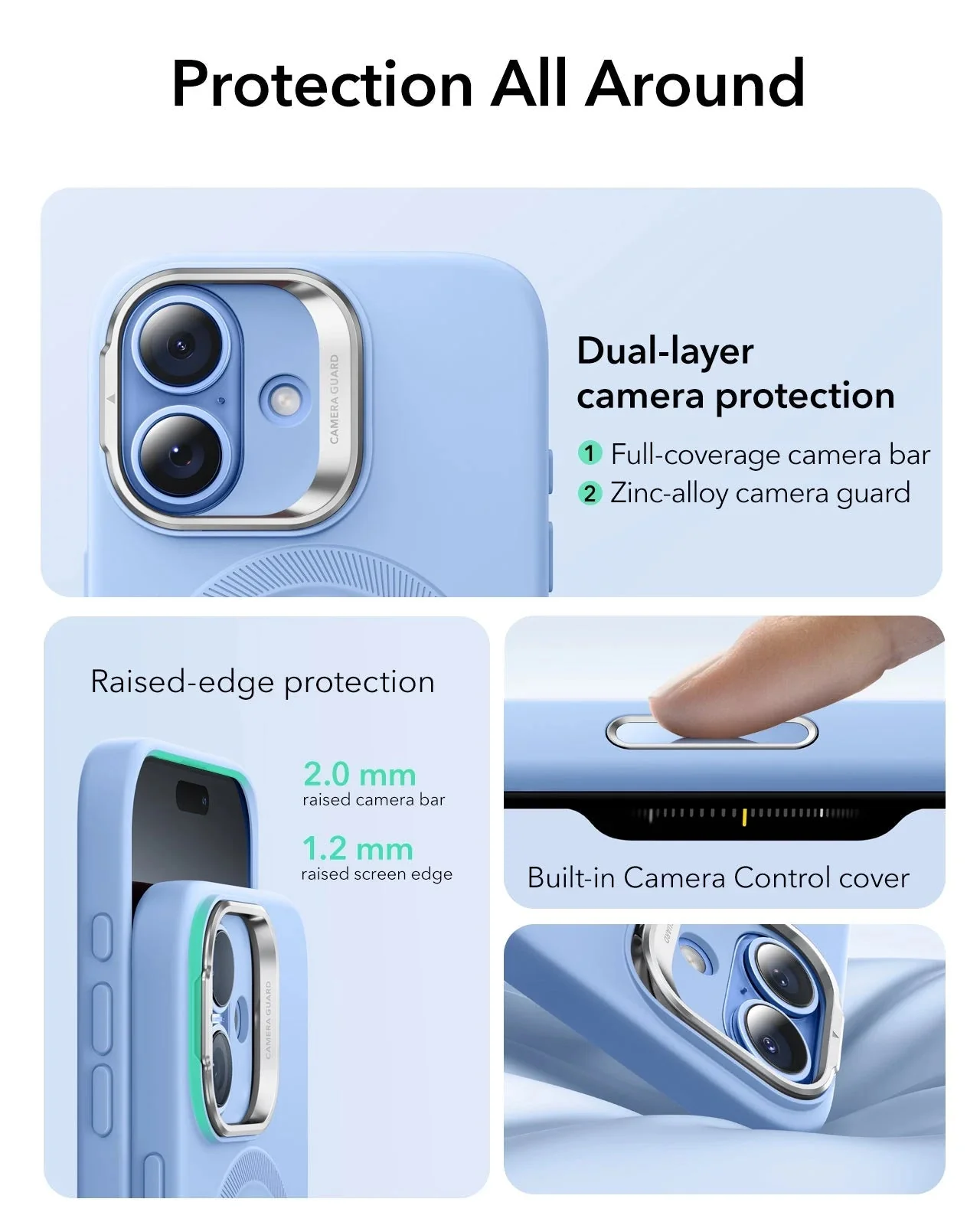 iPhone 17 Cloud Soft Magnetic Case (Camera Control, Stash Stand) Armorite Protection Bundle - Mist Blue - Image 3