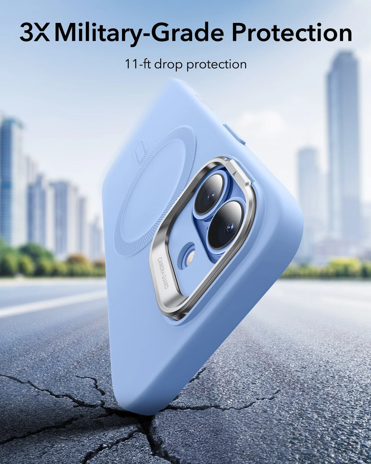 iPhone 17 Cloud Soft Magnetic Case (Camera Control, Stash Stand) Armorite Protection Bundle - Mist Blue - Image 4