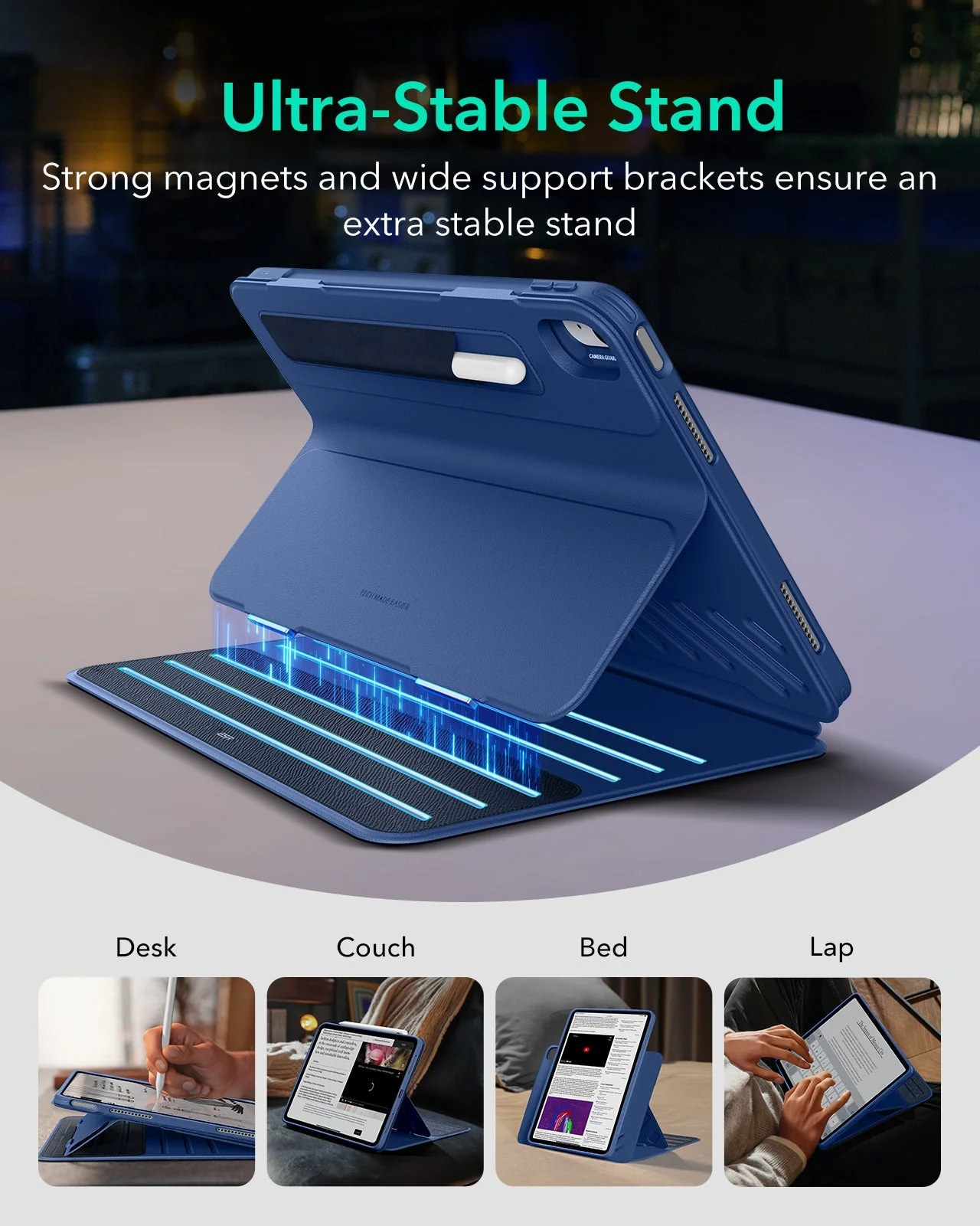 iPad Air 13" (M4) 2026 Bundle Shift Magnetic Case, Papel-Feel Magnetic & Armorite® Protection - Navy Blue - Image 4
