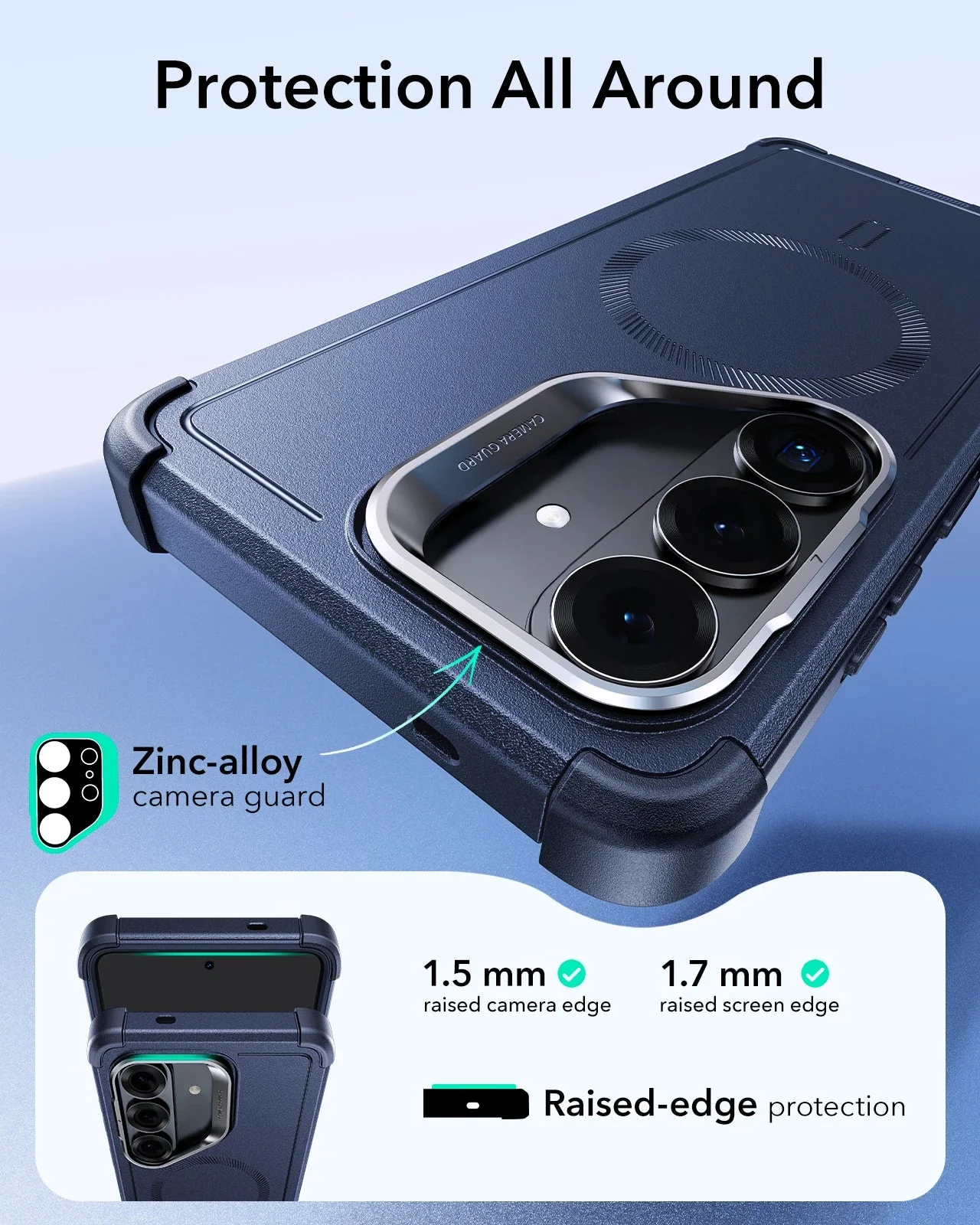 Galaxy S26 Cyber Tough Magnetic Case (Stash Stand) - Navy Blue - Image 4