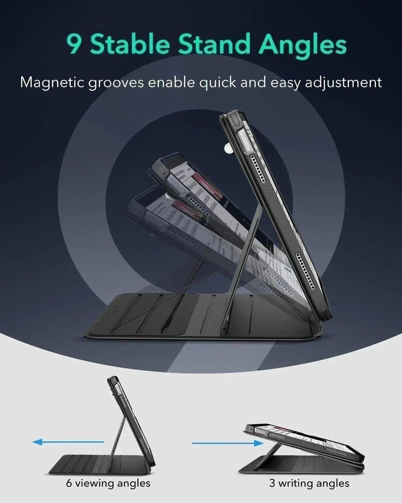 iPad 10th Gen Bundle Shift Magnetic Case with Geo Digital Pencil - Navy Blue - Image 8