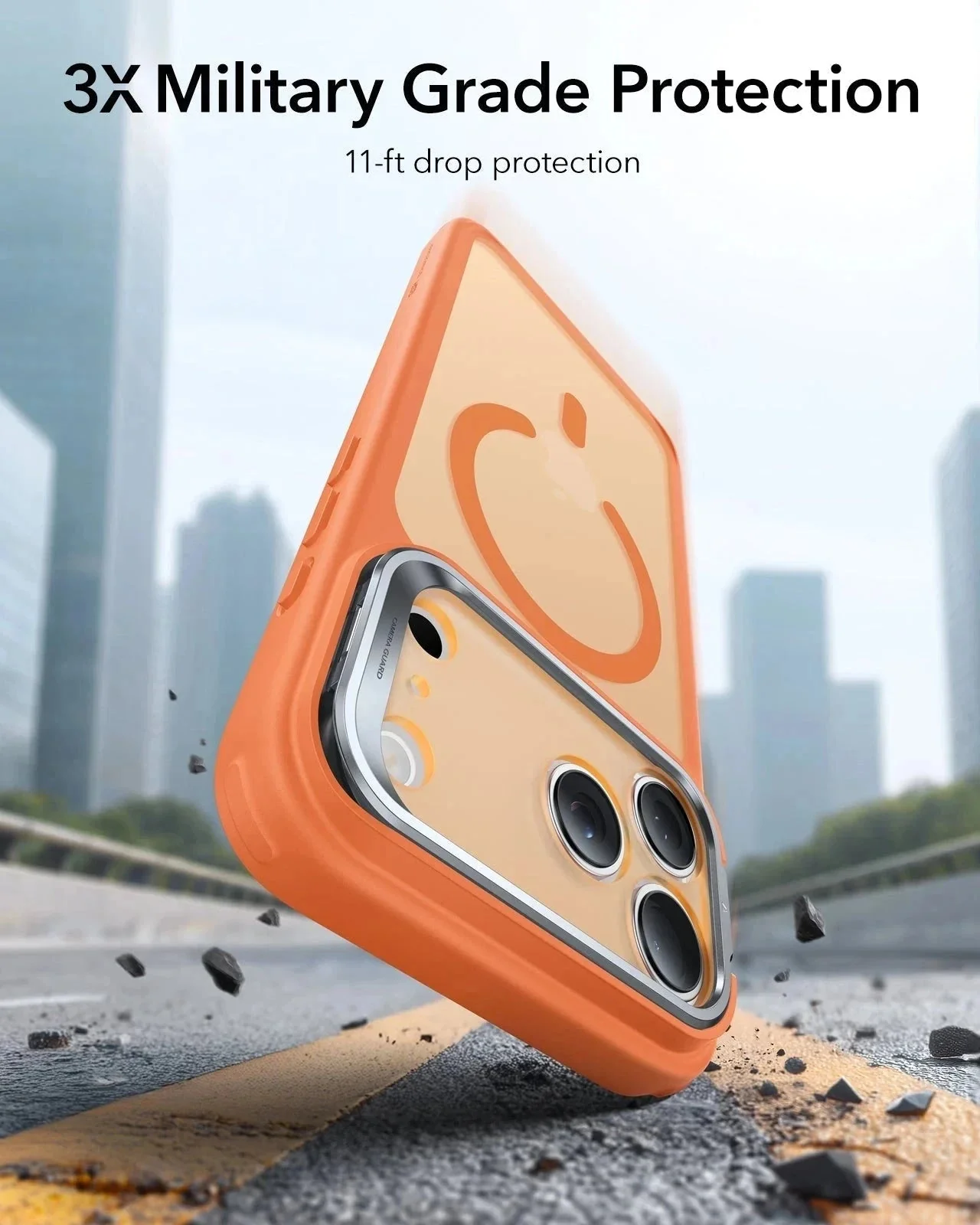 iPhone 17 Pro Classic Hybrid Magnetic Case (Camera Control, Stash Stand) - Frosted Orange - Image 3