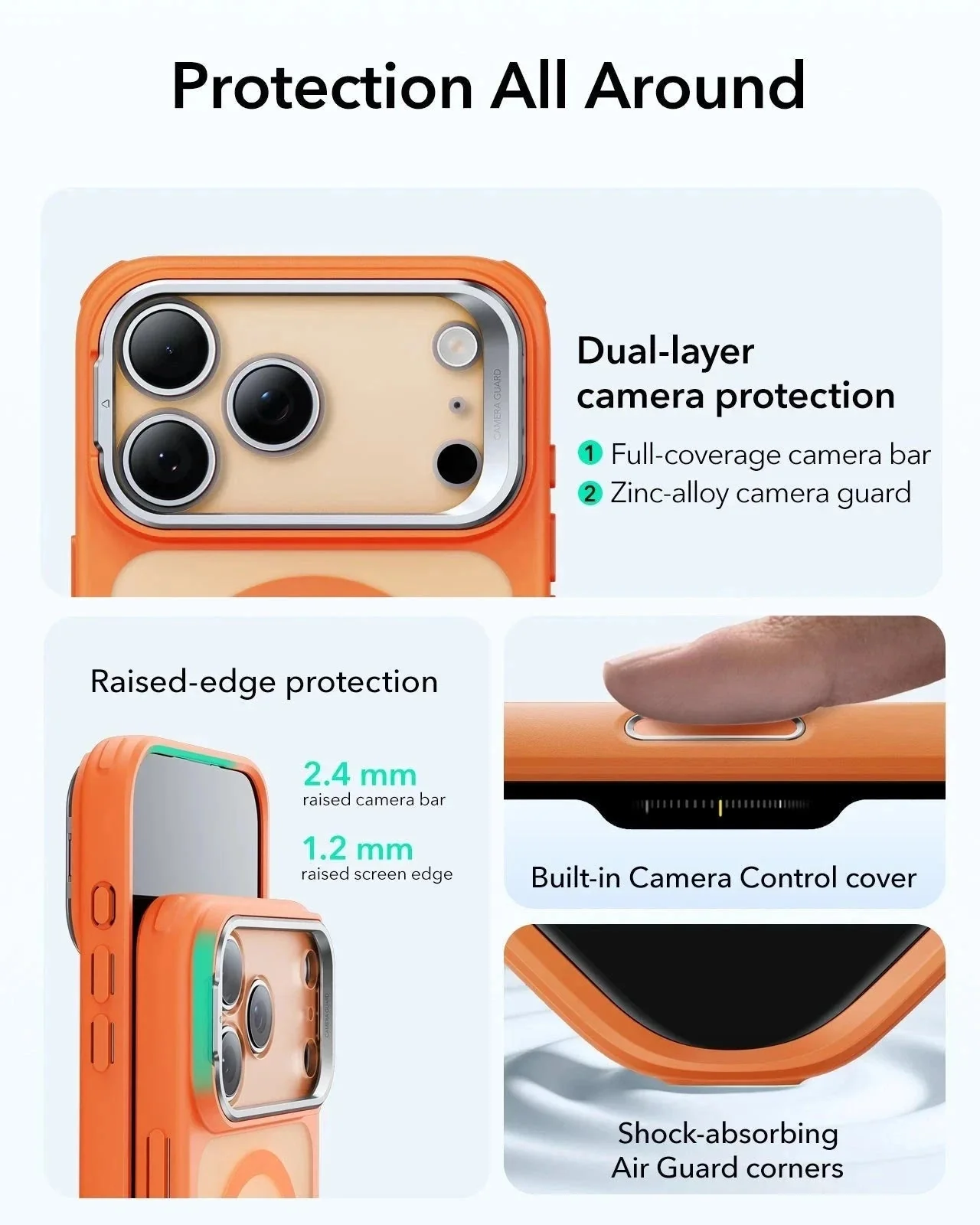 iPhone 17 Pro Classic Hybrid Magnetic Case (Camera Control, Stash Stand) - Frosted Orange - Image 4