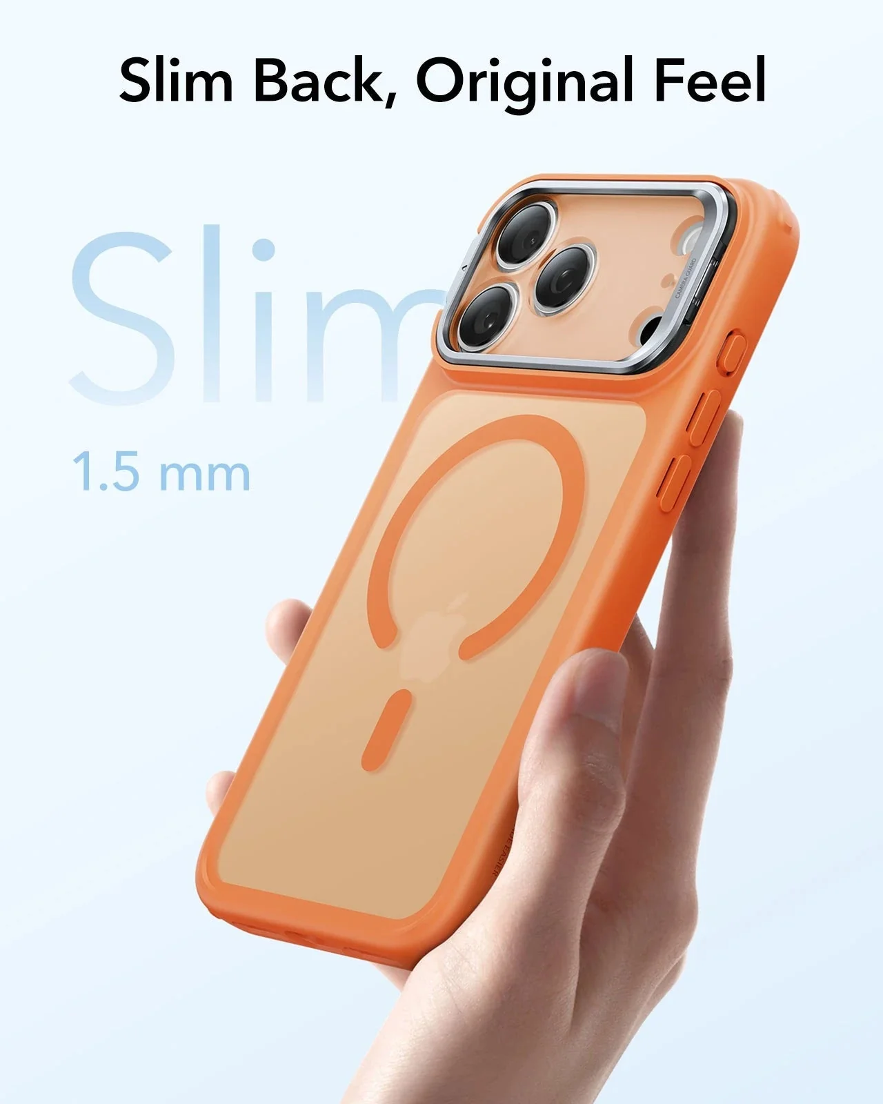 iPhone 17 Pro Classic Hybrid Magnetic Case (Camera Control, Stash Stand) - Frosted Orange - Image 7