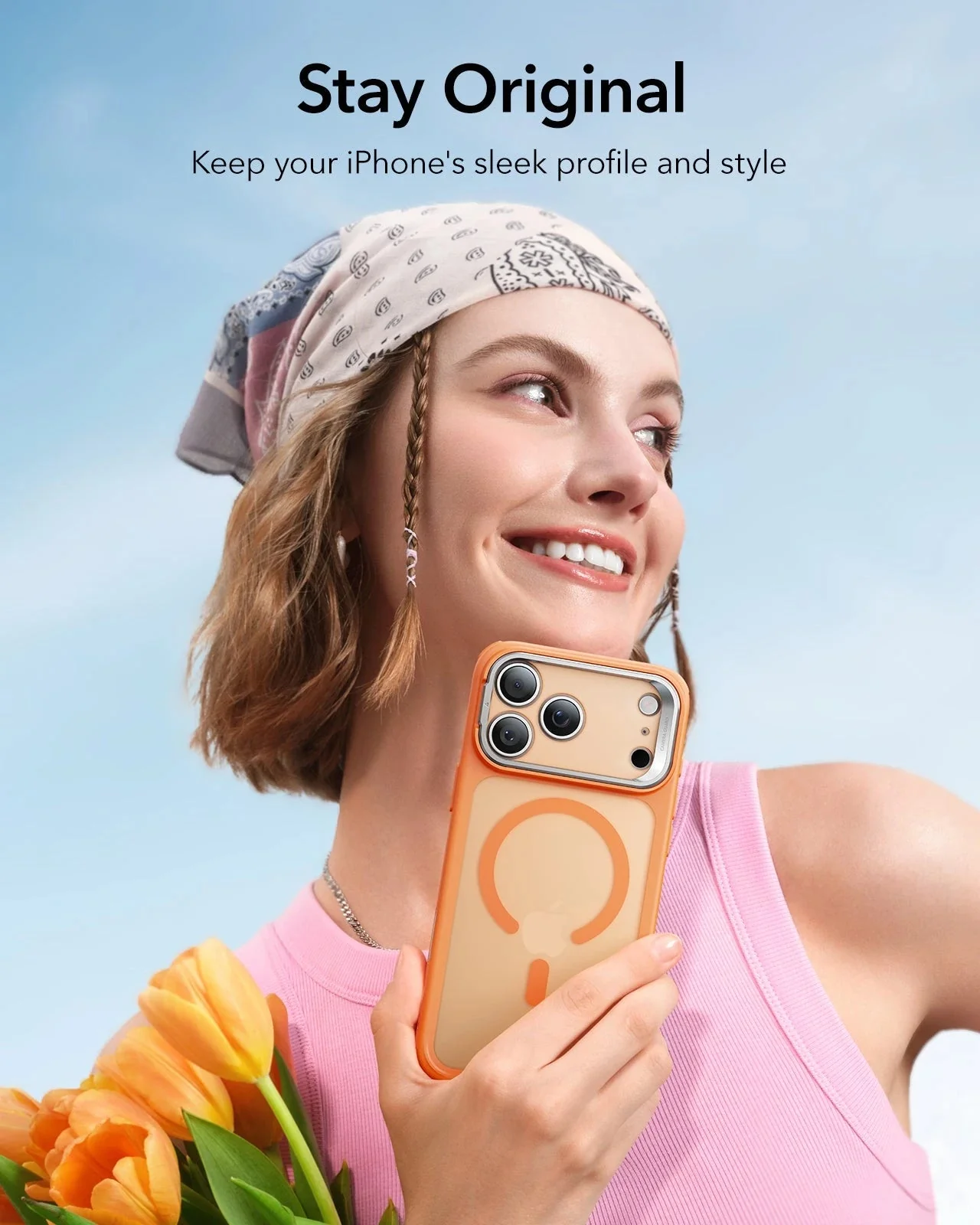 iPhone 17 Pro Max Classic Hybrid Magnetic Case (Camera Control, Stash Stand) - Frosted Orange - Image 8