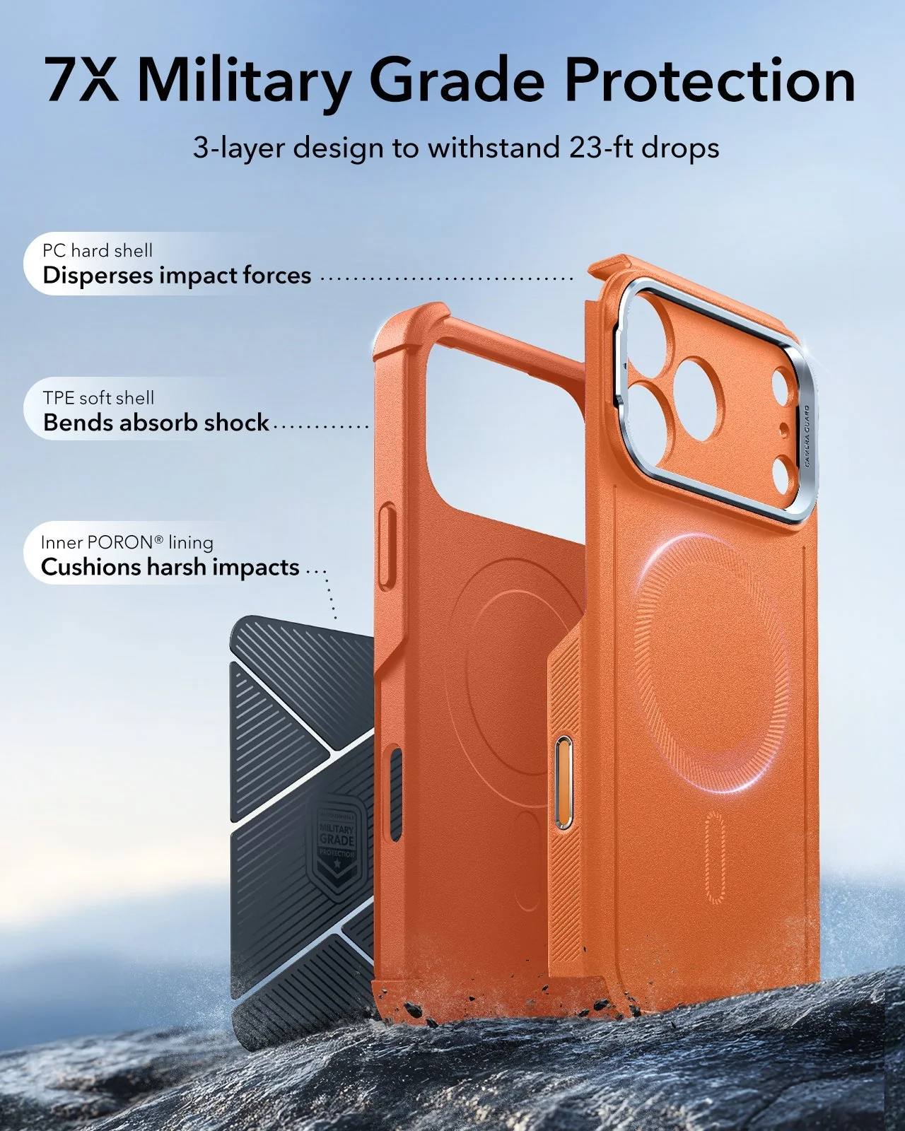 iPhone 17 Pro Max Cyber Tough Magnetic Case (Camera Control, Stash Stand) - Orange - Image 4