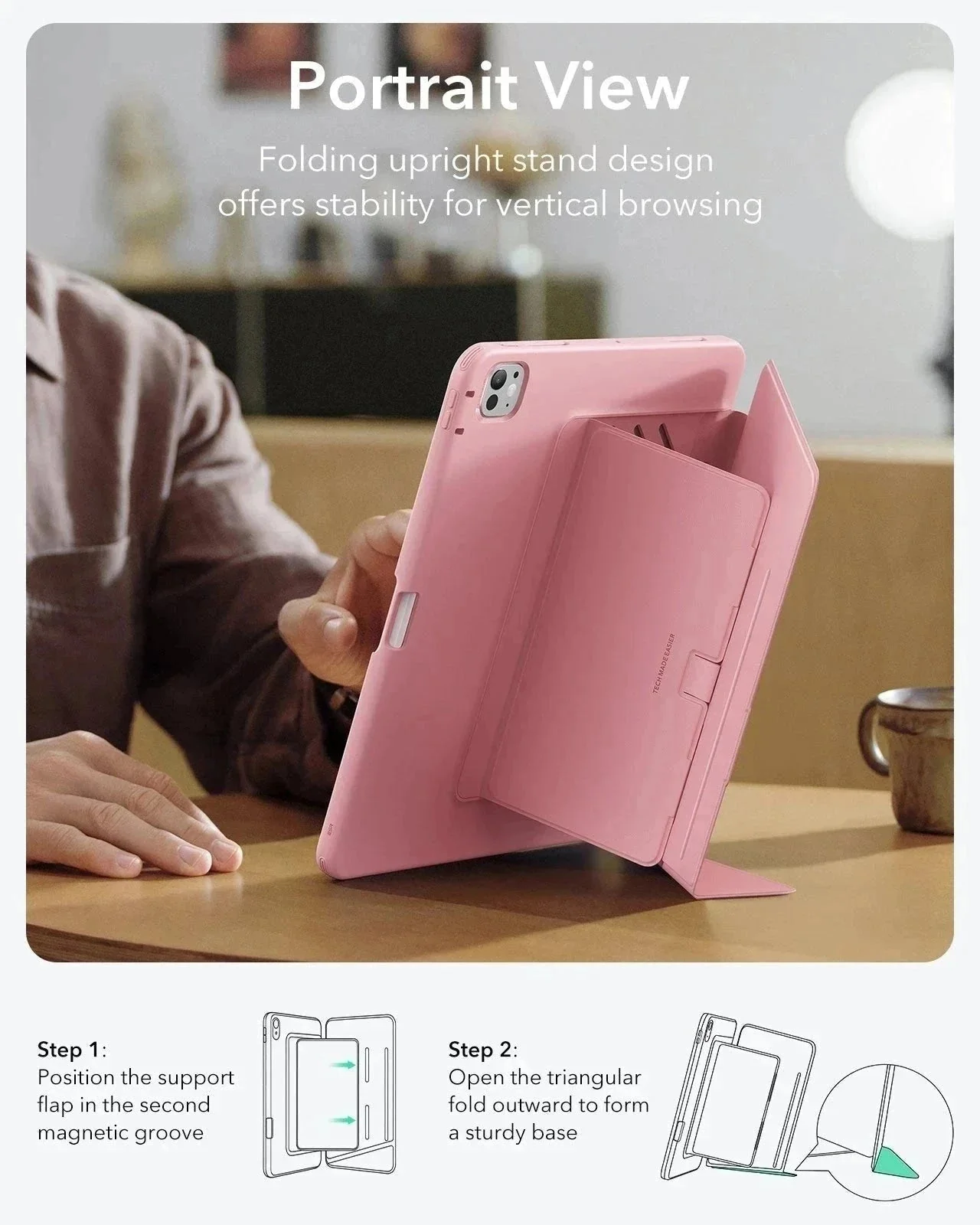 iPad Pro 13" (2025) Flip Magnetic Case with Pencil Holder - Pink - Image 5