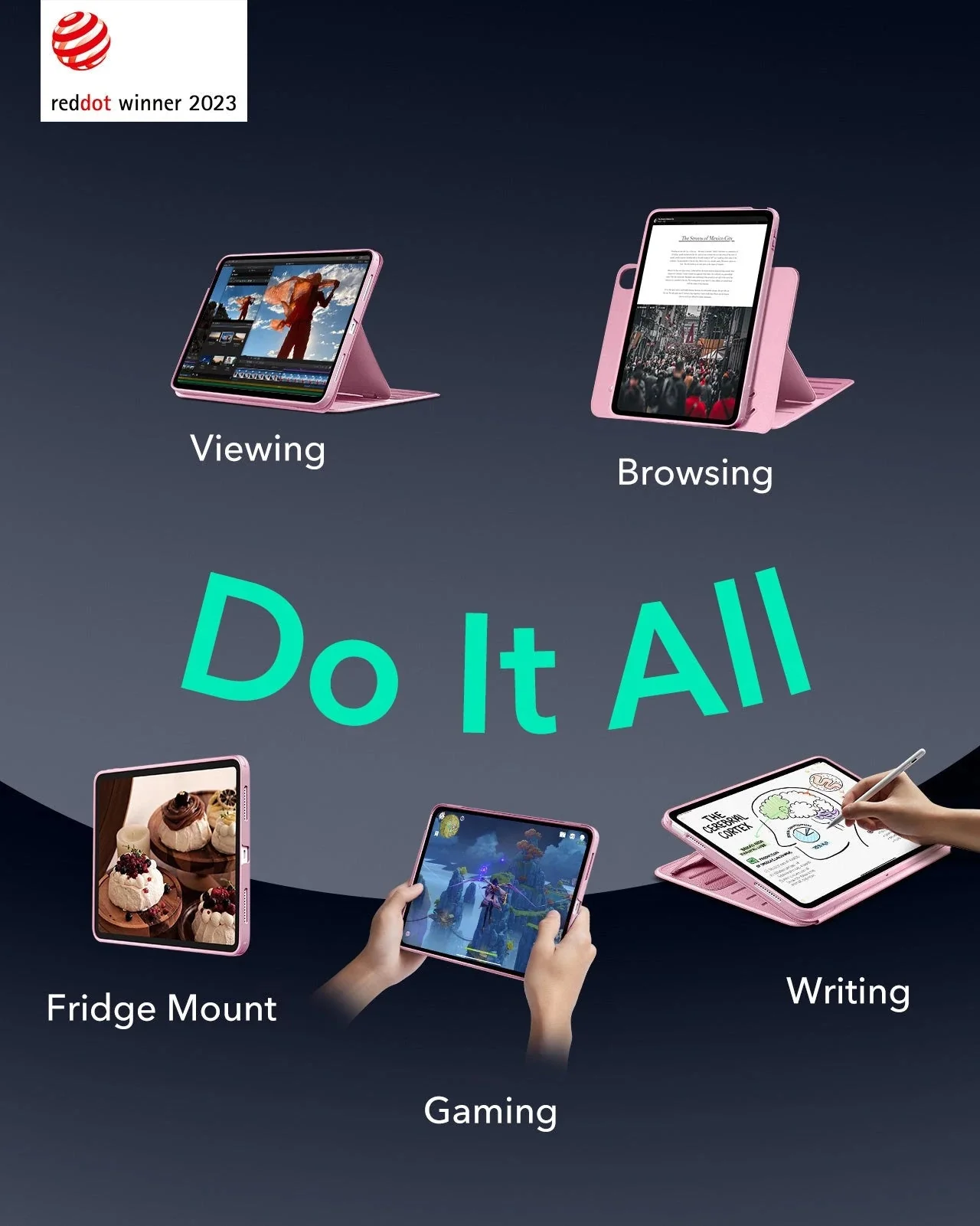 iPad 11" (A16) 2025 Bundle Shift Magnetic Case & Armorite® Paper-Feel Protection - Pink - Image 3