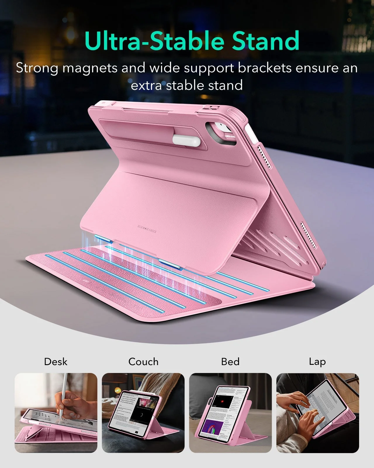 iPad 11" (A16) 2025 Bundle Shift Magnetic Case & Armorite® Paper-Feel Protection - Pink - Image 4