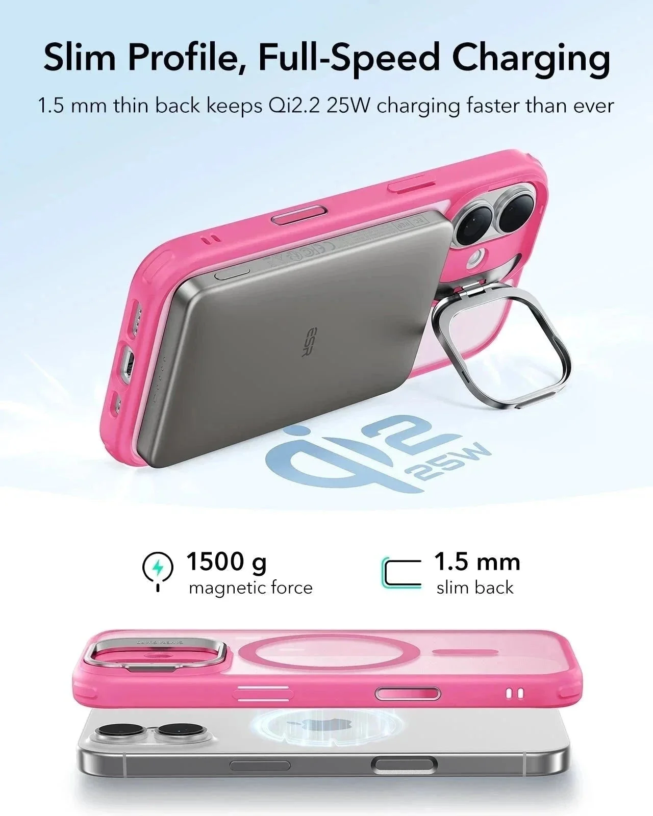 iPhone 17 Classic Hybrid Magnetic Case (Camera Control, Stash Stand) - Frosted Pink - Image 6