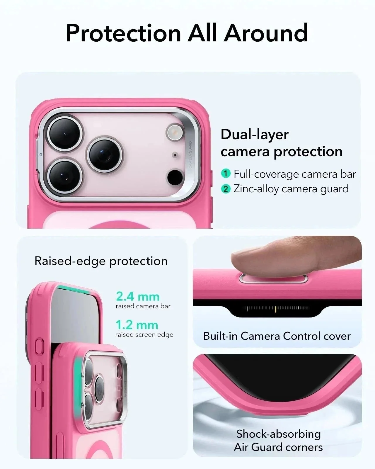 iPhone 17 Pro Classic Hybrid Magnetic Case (Camera Control, Stash Stand) - Frosted Pink - Image 4