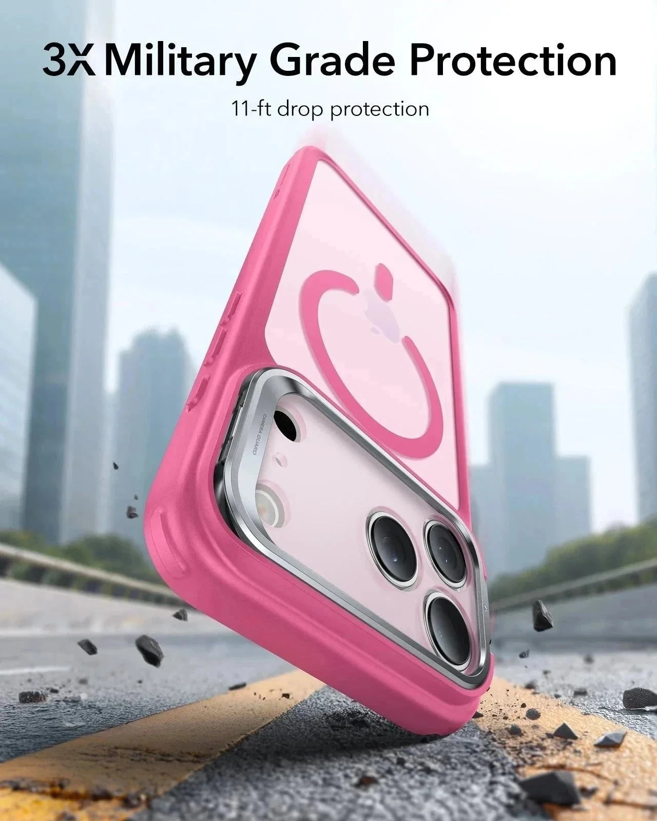 iPhone 17 Pro Max Bundle Classic Hybrid Magnetic Case (Camera Control, Stash Stand) and Armorite Screen Protector - Frosted Pink - Image 4