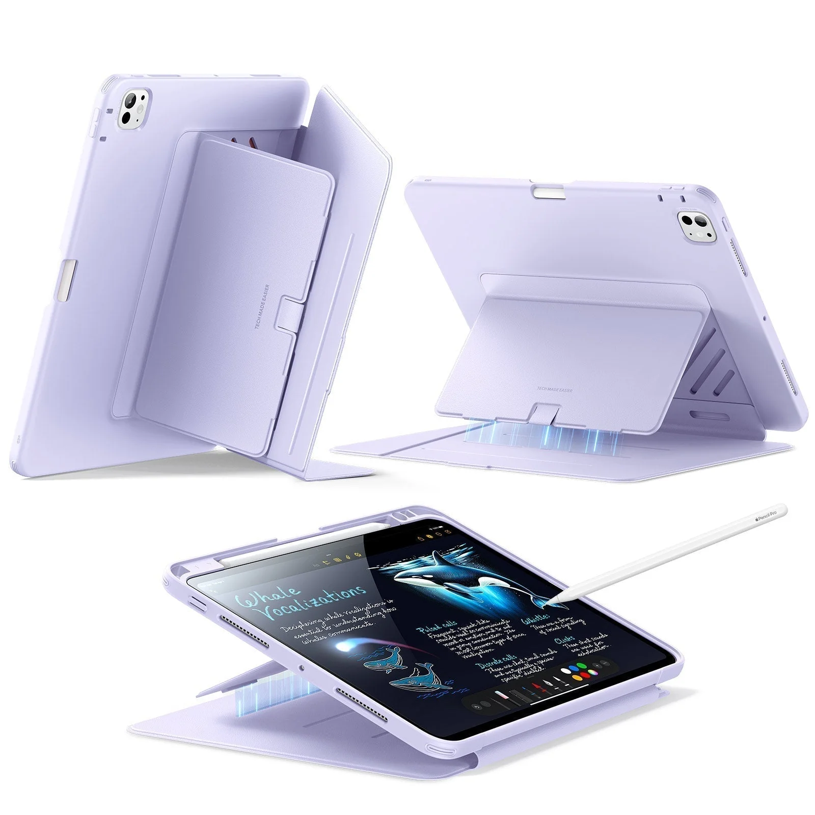 iPad Pro 11" (2024) Flip Magnetic Case with Pencil Holder - Purple