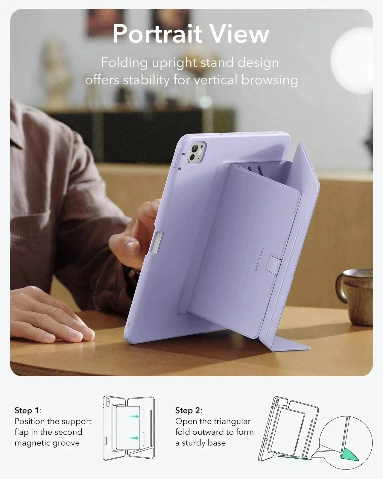 iPad Pro 13" (2025) Flip Magnetic Case with Pencil Holder - Purple - Image 8