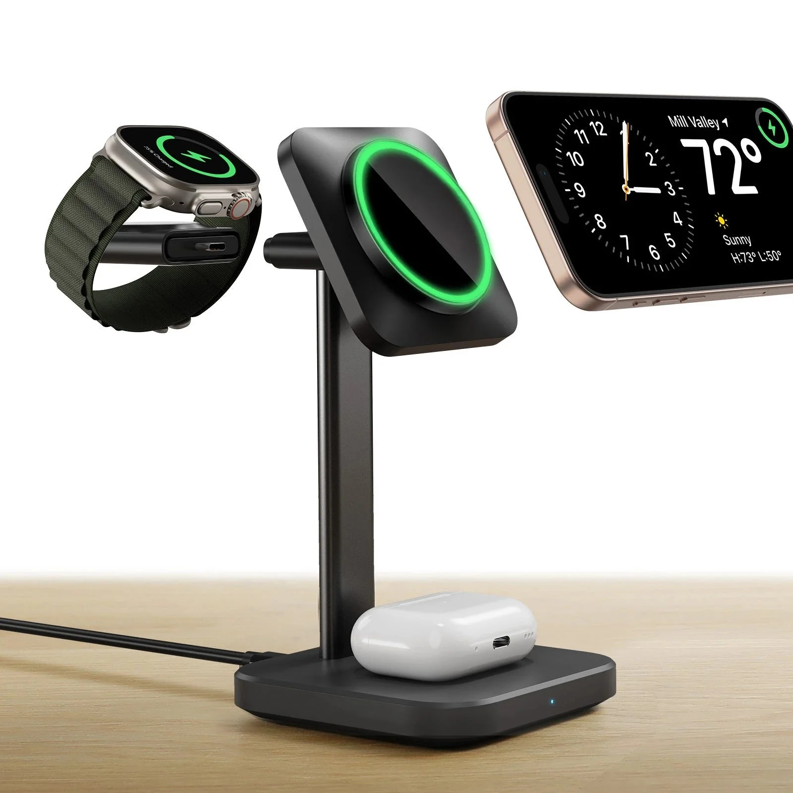 3-in-1 Magnetic Charging Station (15W) - Black - AU PLUG