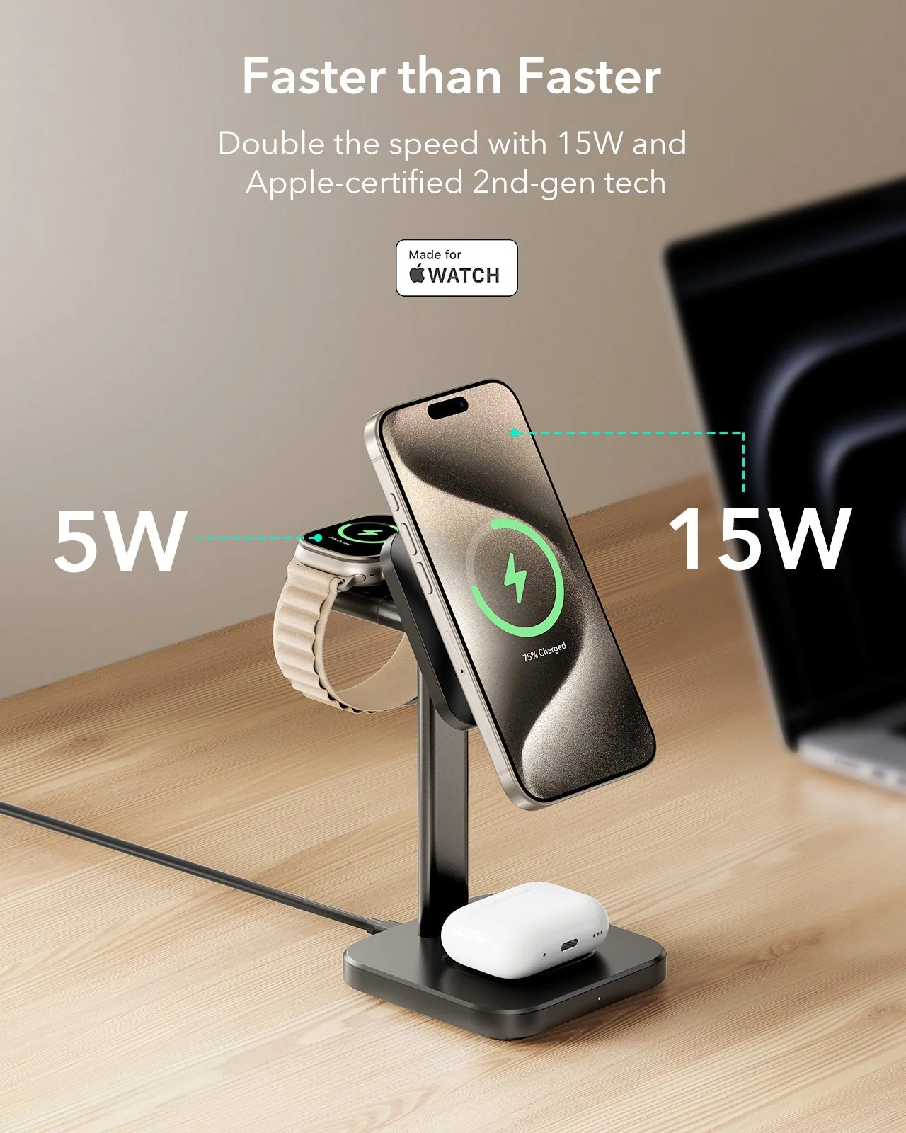 3-in-1 Magnetic Charging Station (15W) - White - AU PLUG - Image 5