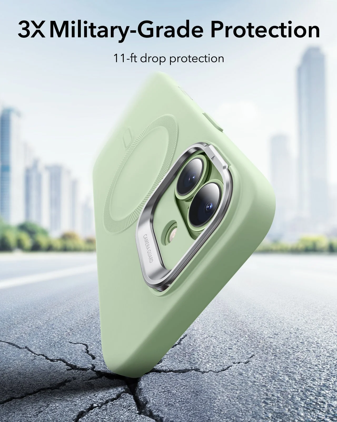 iPhone 17 Bundle Cloud Soft Magnetic Case (Stash Stand) and Armorite Pro Privacy Screen Protector - Sage Green - Image 4