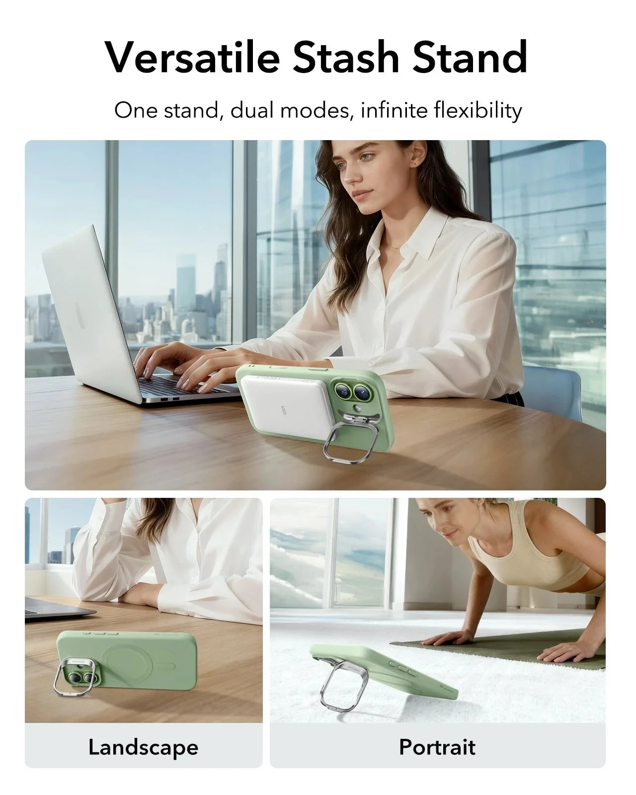 iPhone 17 Cloud Soft Magnetic Case (Camera Control, Stash Stand) Armorite Privacy Protection Bundle - Sage Green - Image 5