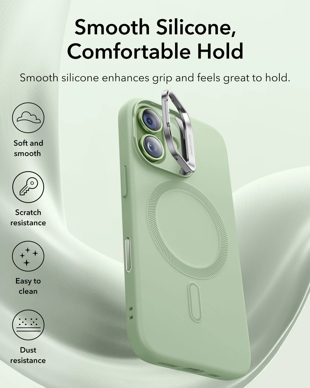 iPhone 17 Cloud Soft Magnetic Case (Camera Control, Stash Stand) - Sage Green - Image 3