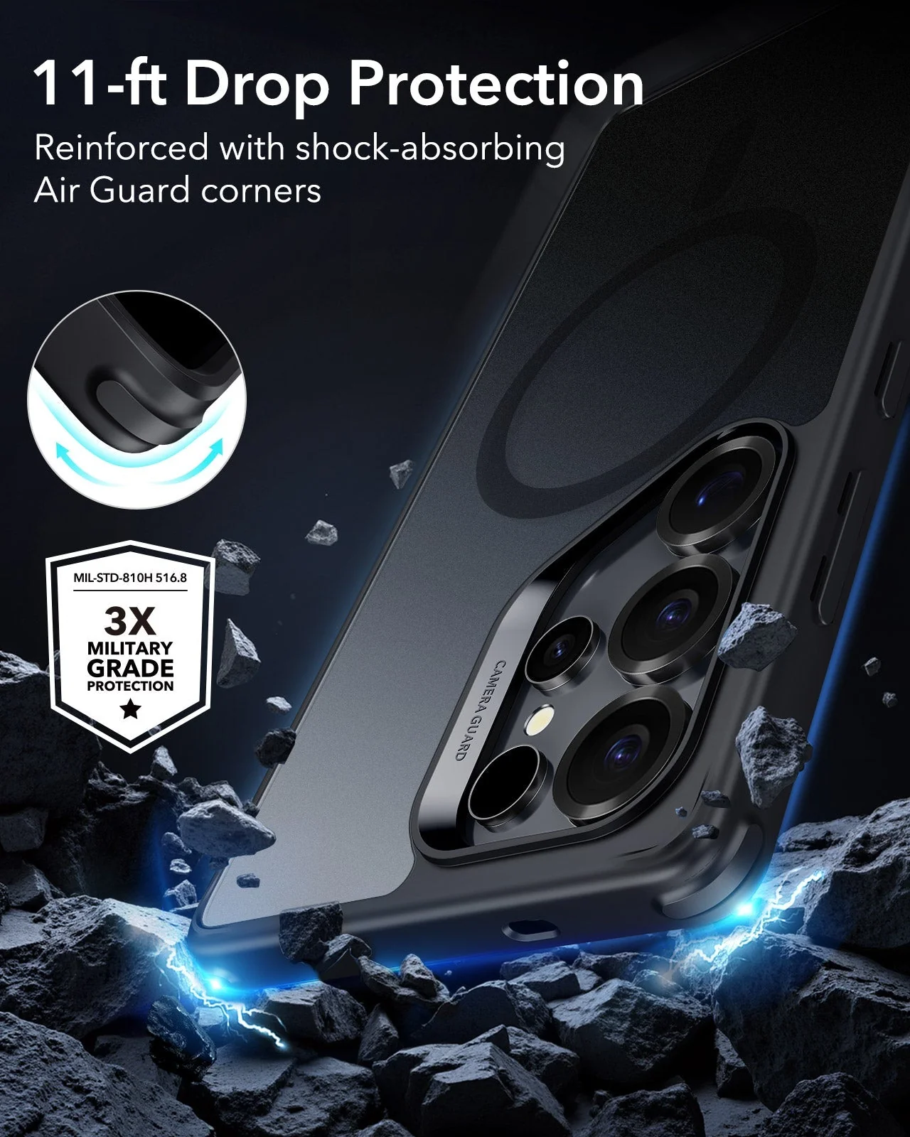 Galaxy S25 Ultra HaloLock Classic Hybrid Case - Frosted Black - Image 4