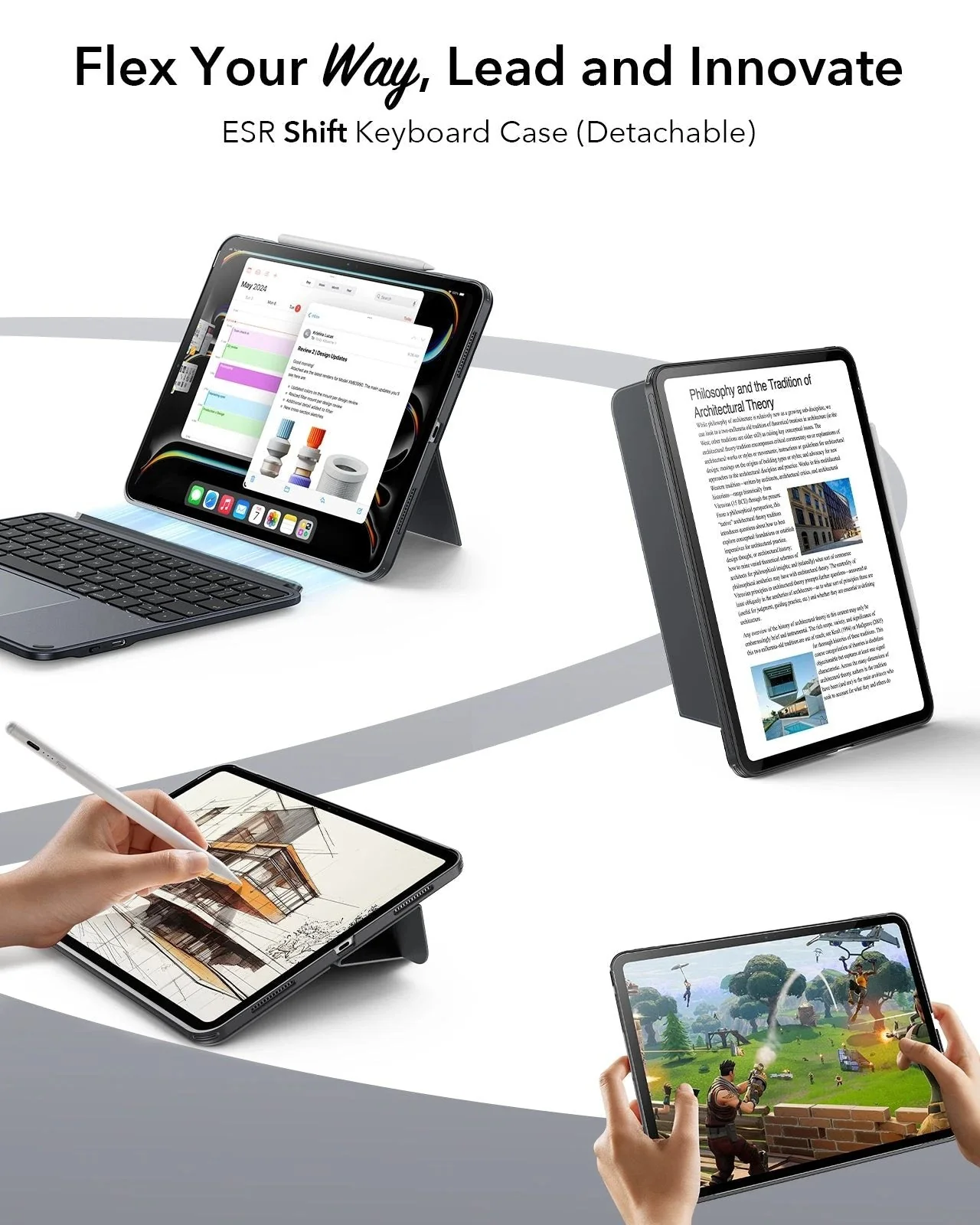 iPad Air 11" (M2) 2024 Bundle Shift Keyboard Case and Armorite Screen Protector -UK Layout-Dark Gray - Image 3