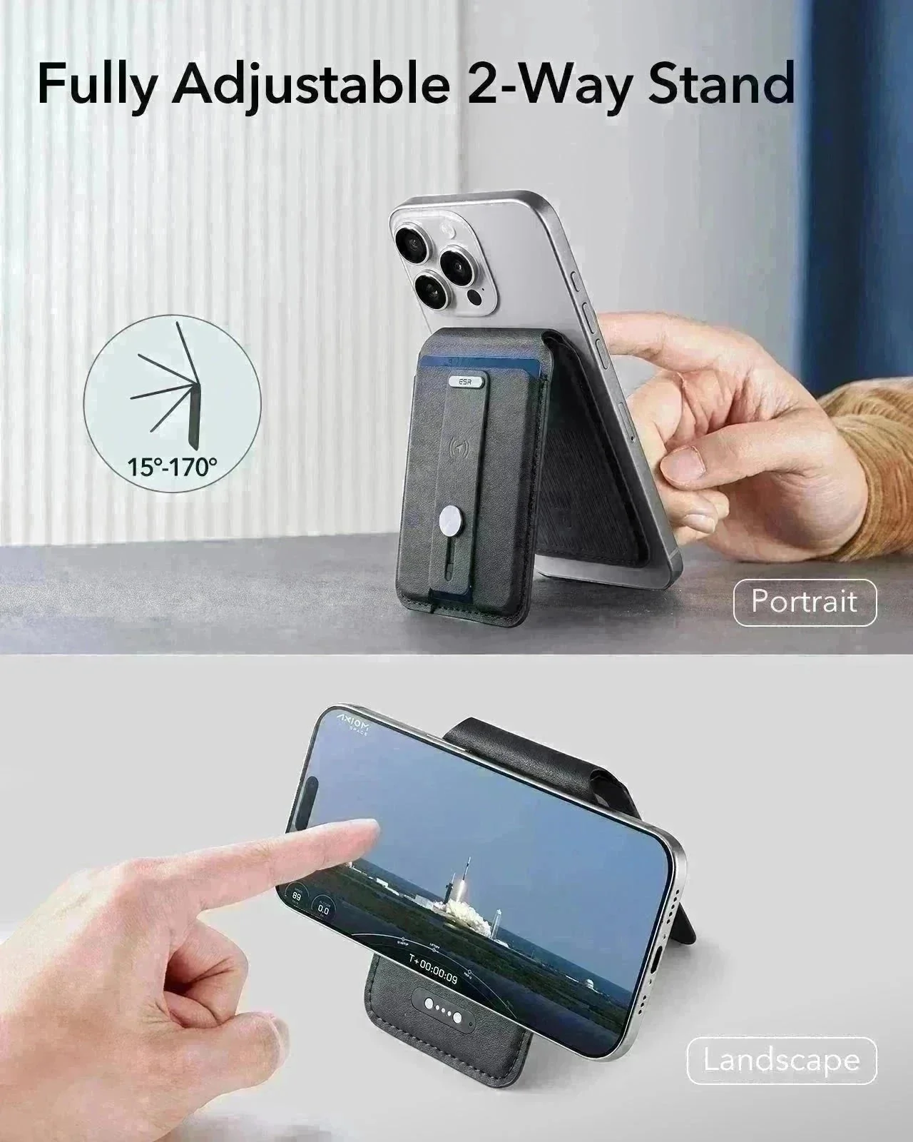 iPhone 17 Pro Max Cyber Tough Magnetic Case (Camera Control, Stash Stand) with Wallet Stand Bundle - Space Gray - Image 6
