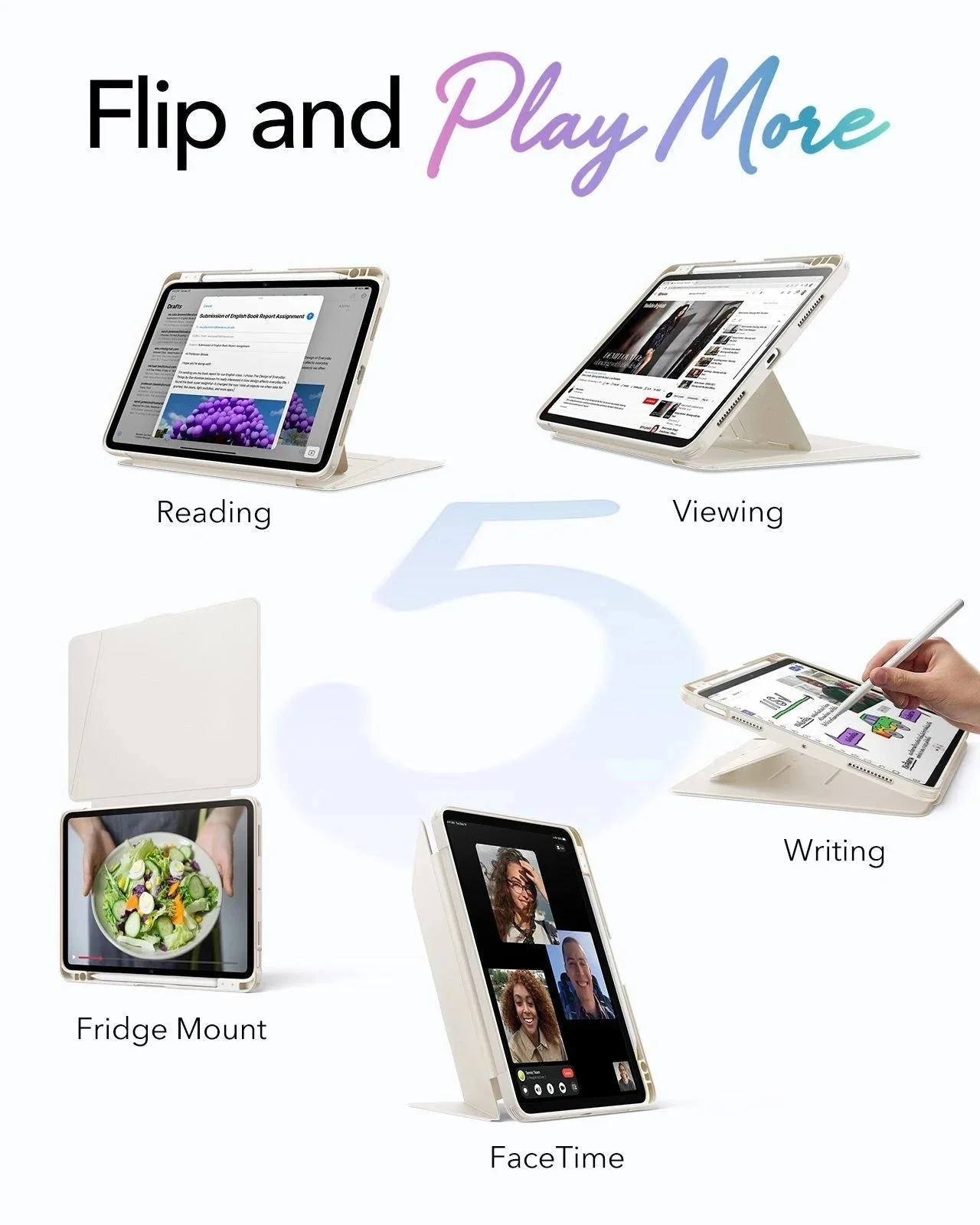 iPad Air 11" (M4) 2026 Flip Magnetic Case with Pencil Holder - Starlight - Image 3