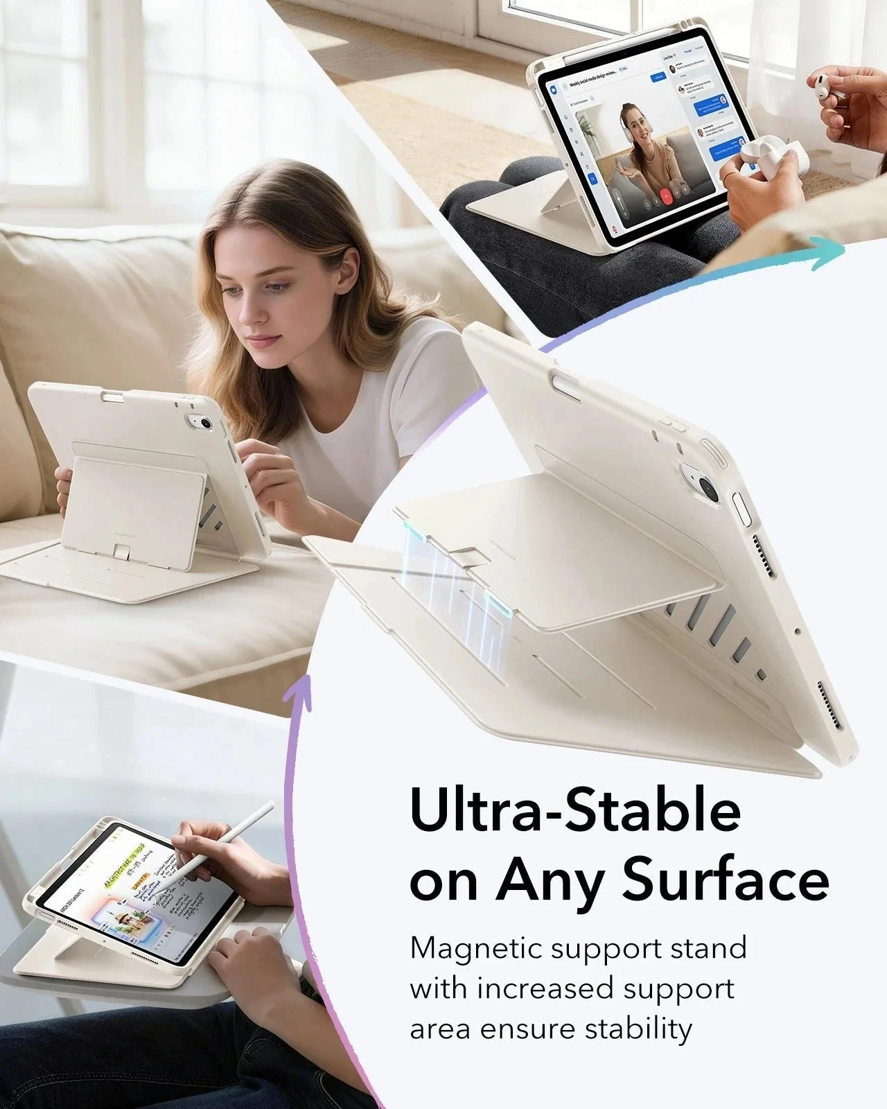 iPad Air 11" (M4) 2026 Flip Magnetic Case with Pencil Holder - Starlight - Image 5