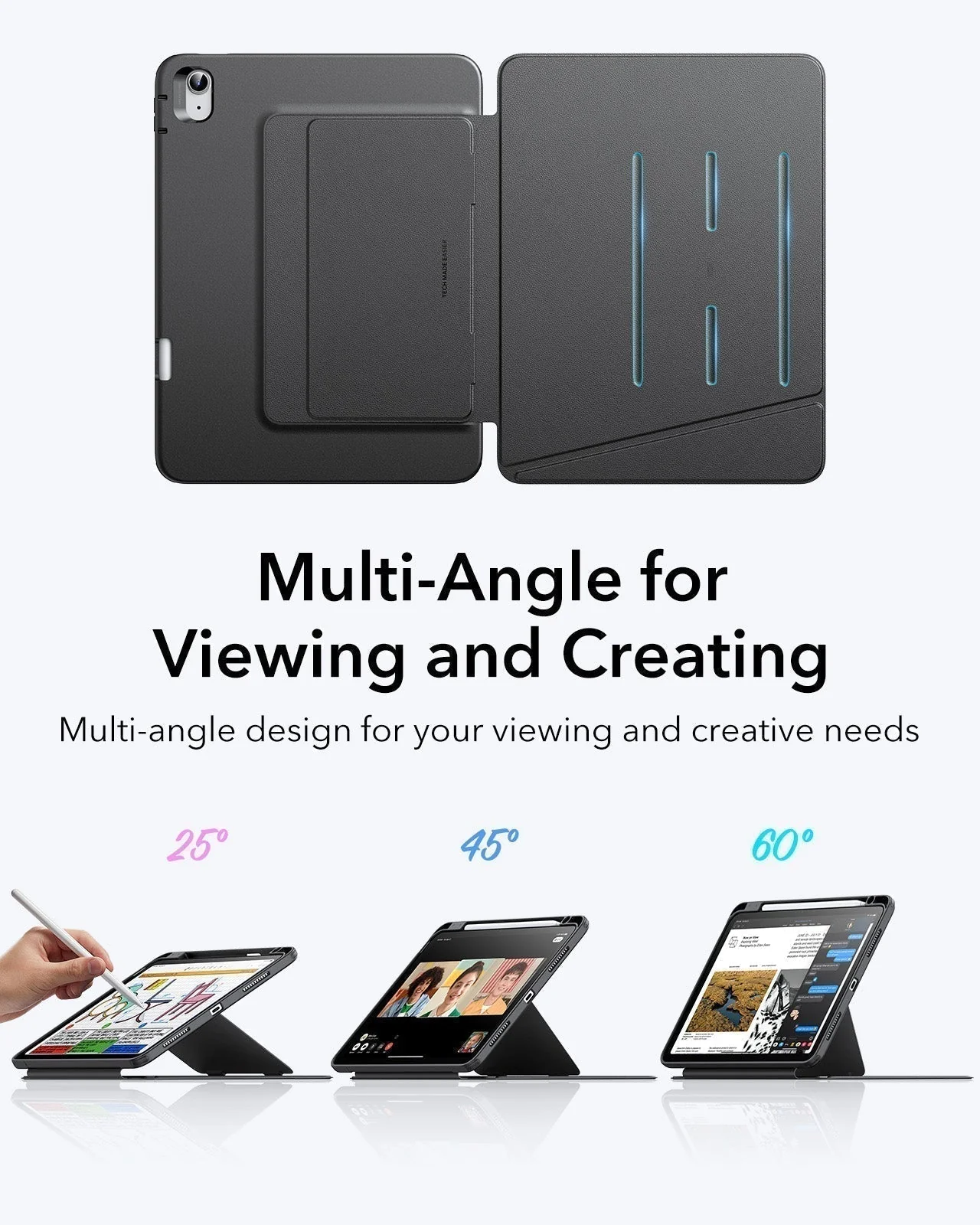 iPad Air 11" (2024) Bundle Flip Magnetic Case with Geo Digital Pencil - Starlight - Image 5
