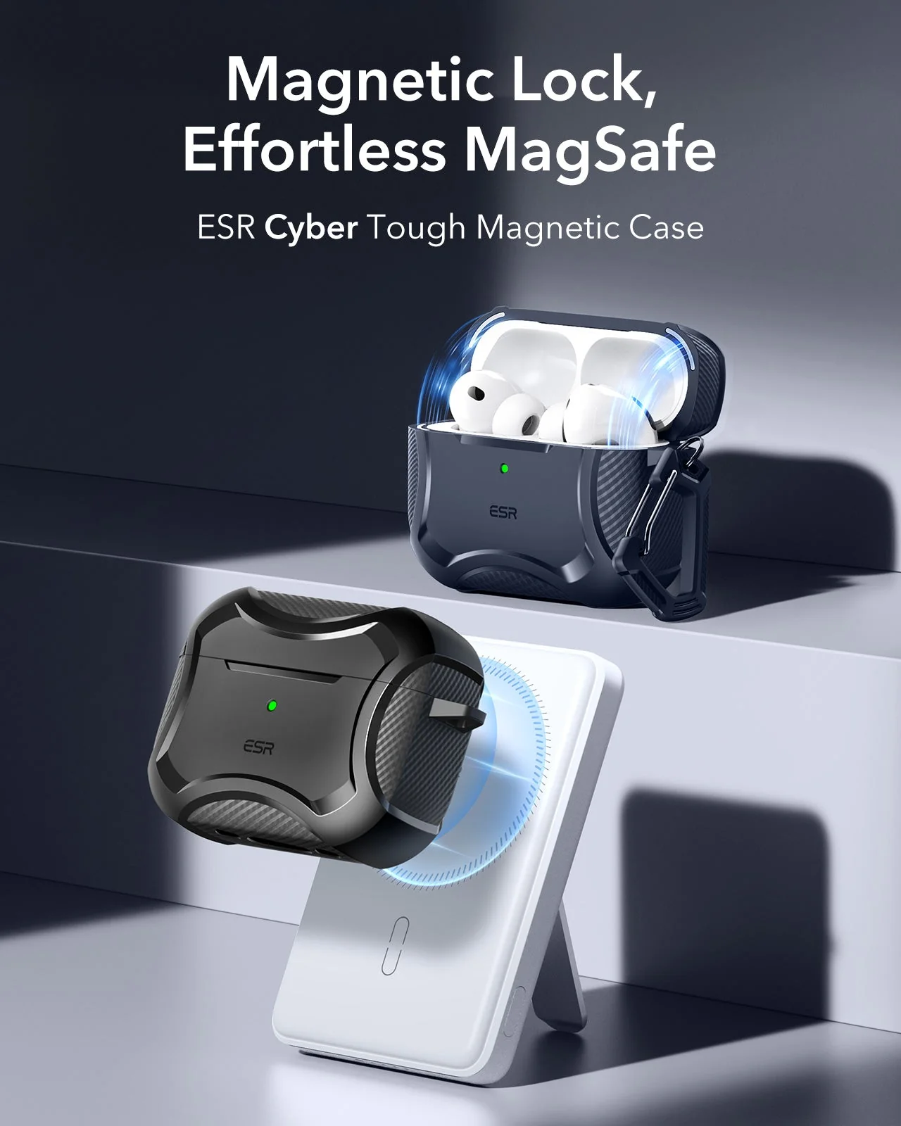 25W CryoBoost 3-in-1 Magnetic Charger (Qi2) and AirPods Pro 3 Cyber Tough Case Bundle - US Plug–White - Image 12